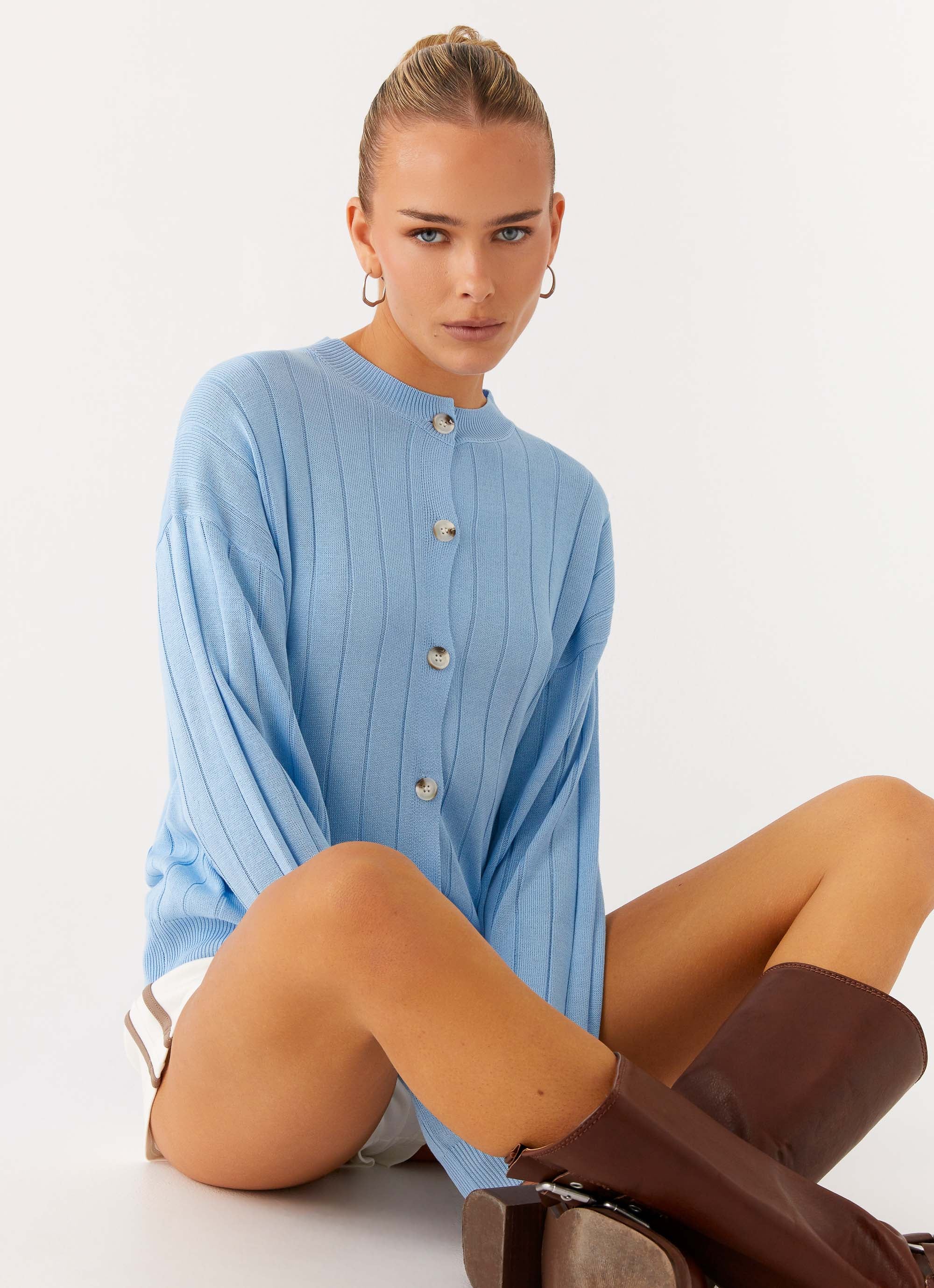 Leo Oversized Cardigan - Sky Blue - Image 4