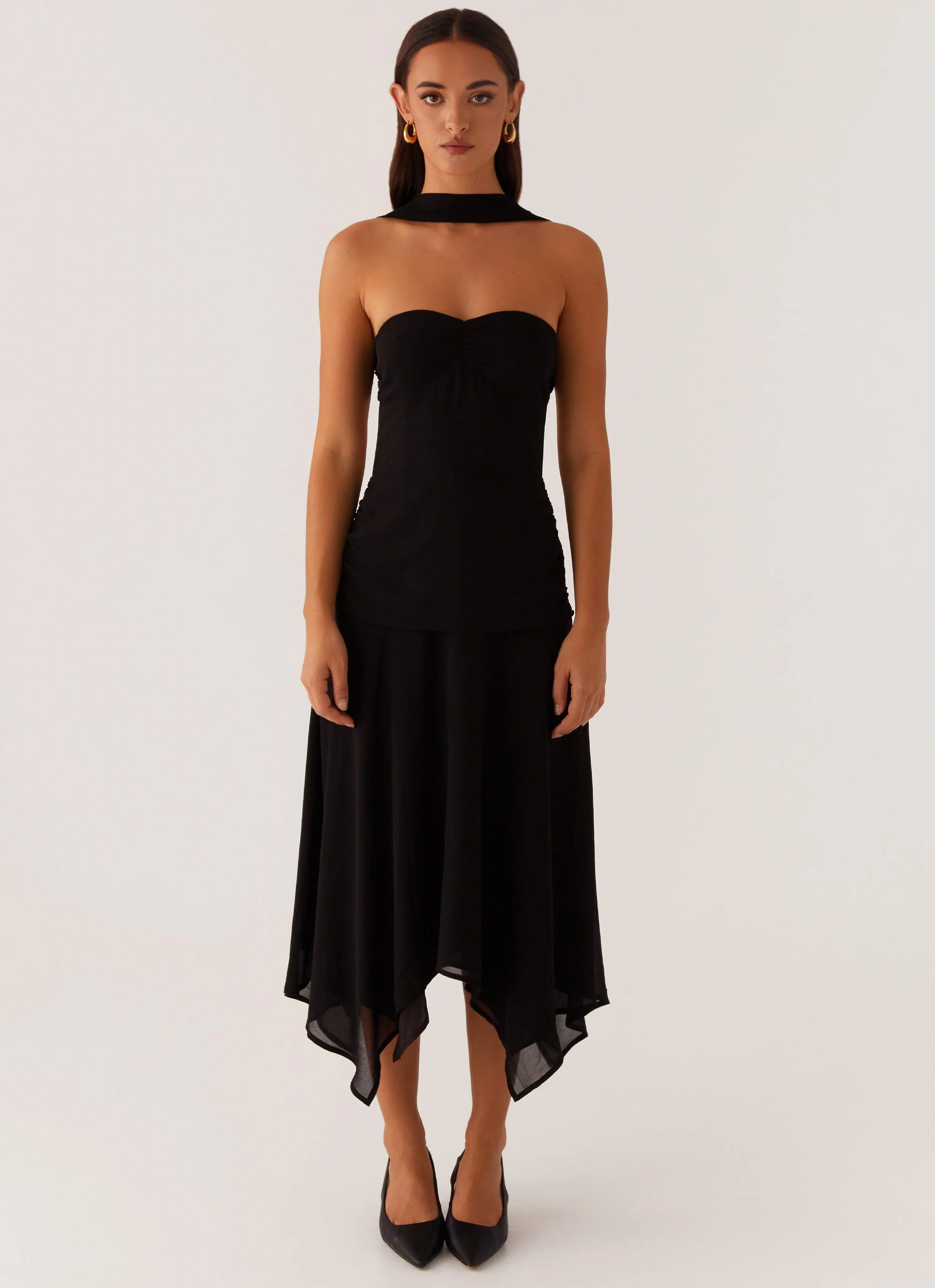 Leto Chiffon Midi Dress - Black - Image 2