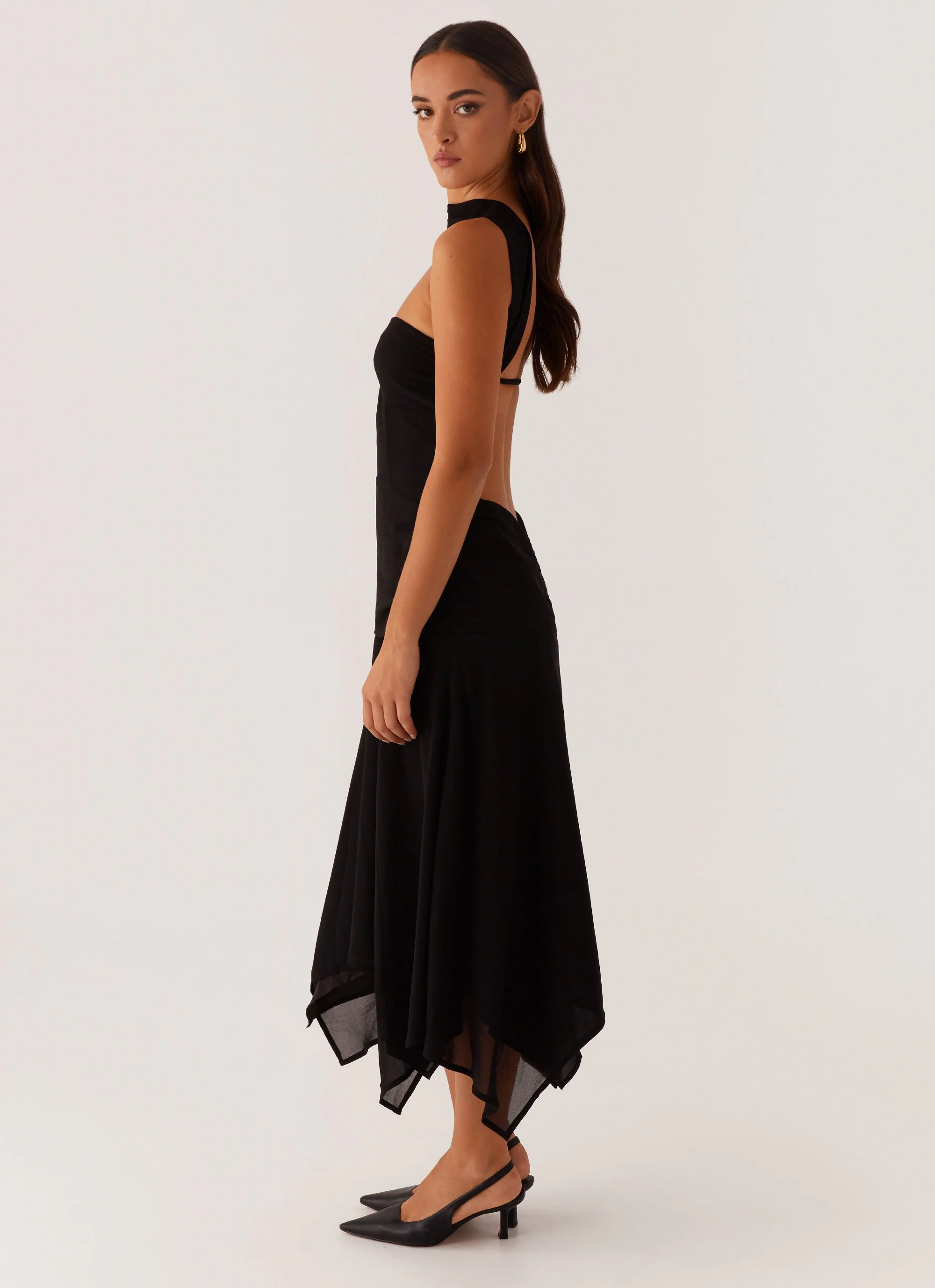 Leto Chiffon Midi Dress - Black - Image 3
