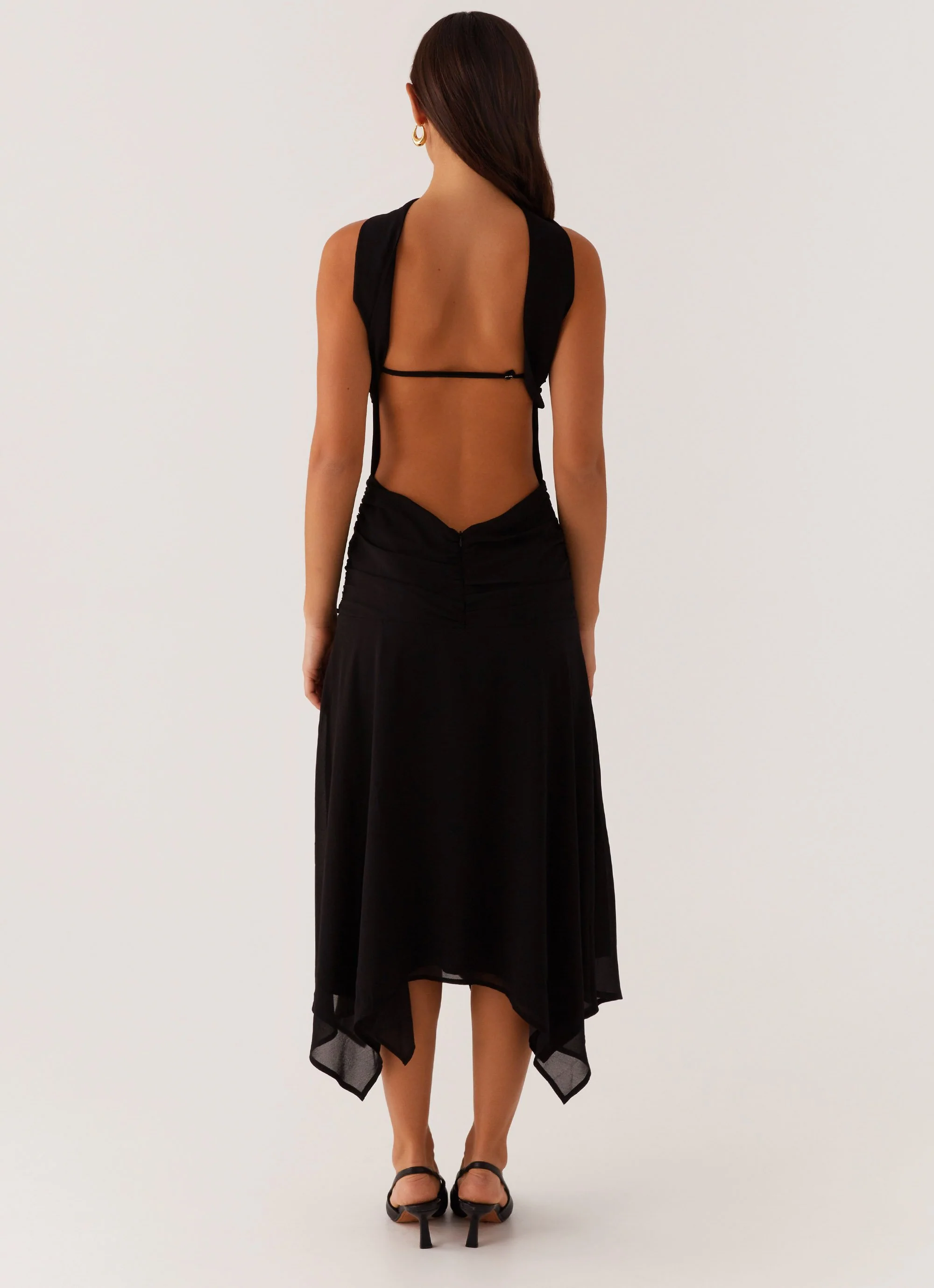 Leto Chiffon Midi Dress - Black - Image 4