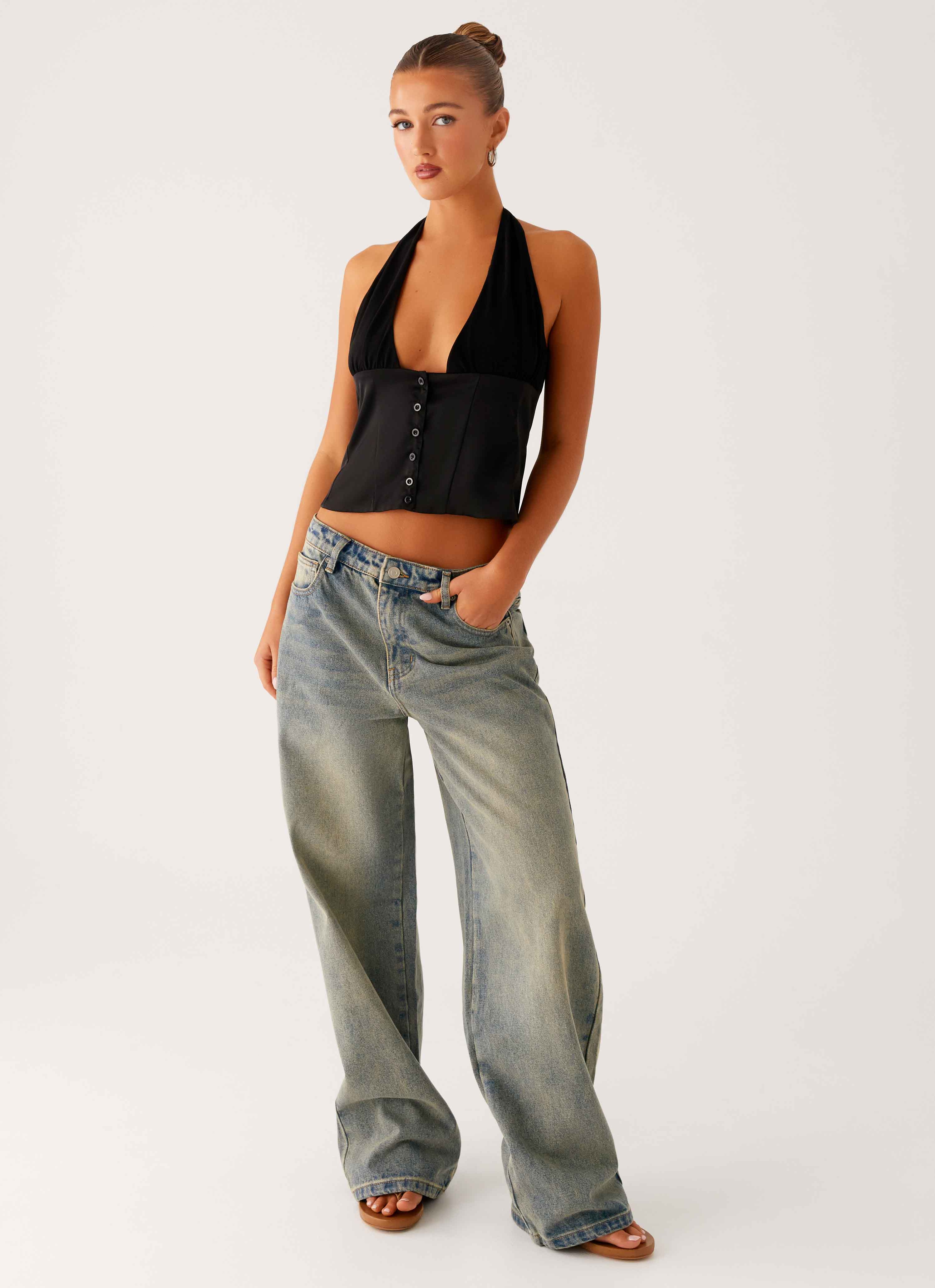 Lets Pretend Halterneck Top - Black - Image 6