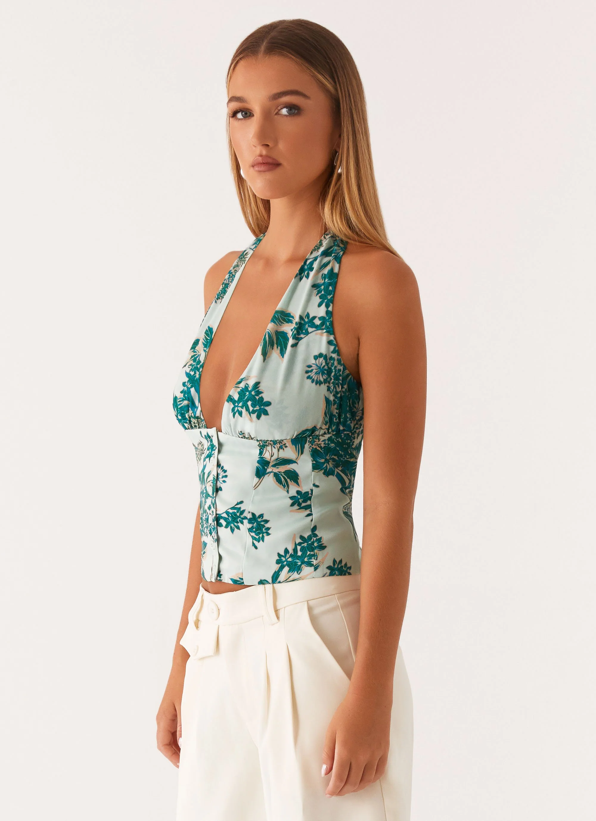 Lets Pretend Halterneck Top - Cloud Nine Floral - Image 3