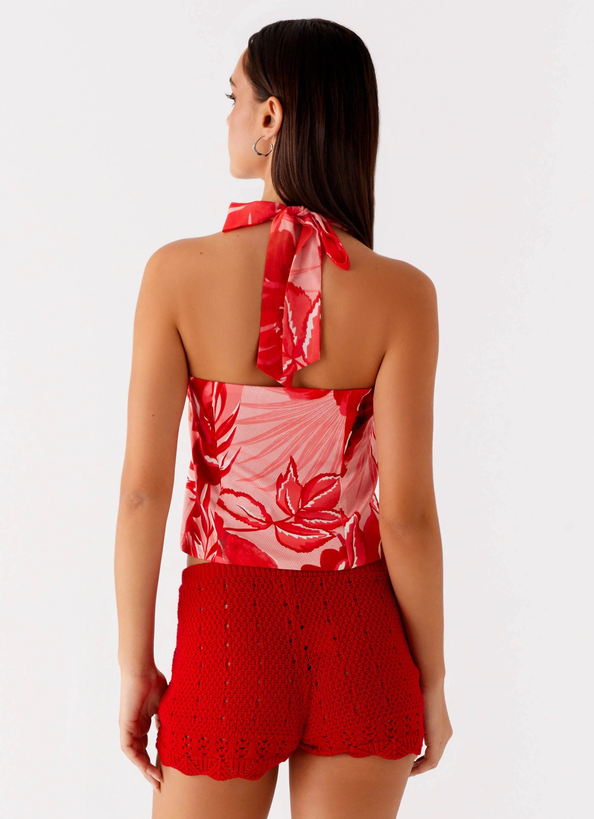 Lets Pretend Halterneck Top - Sicily Sunsets Print - Image 3