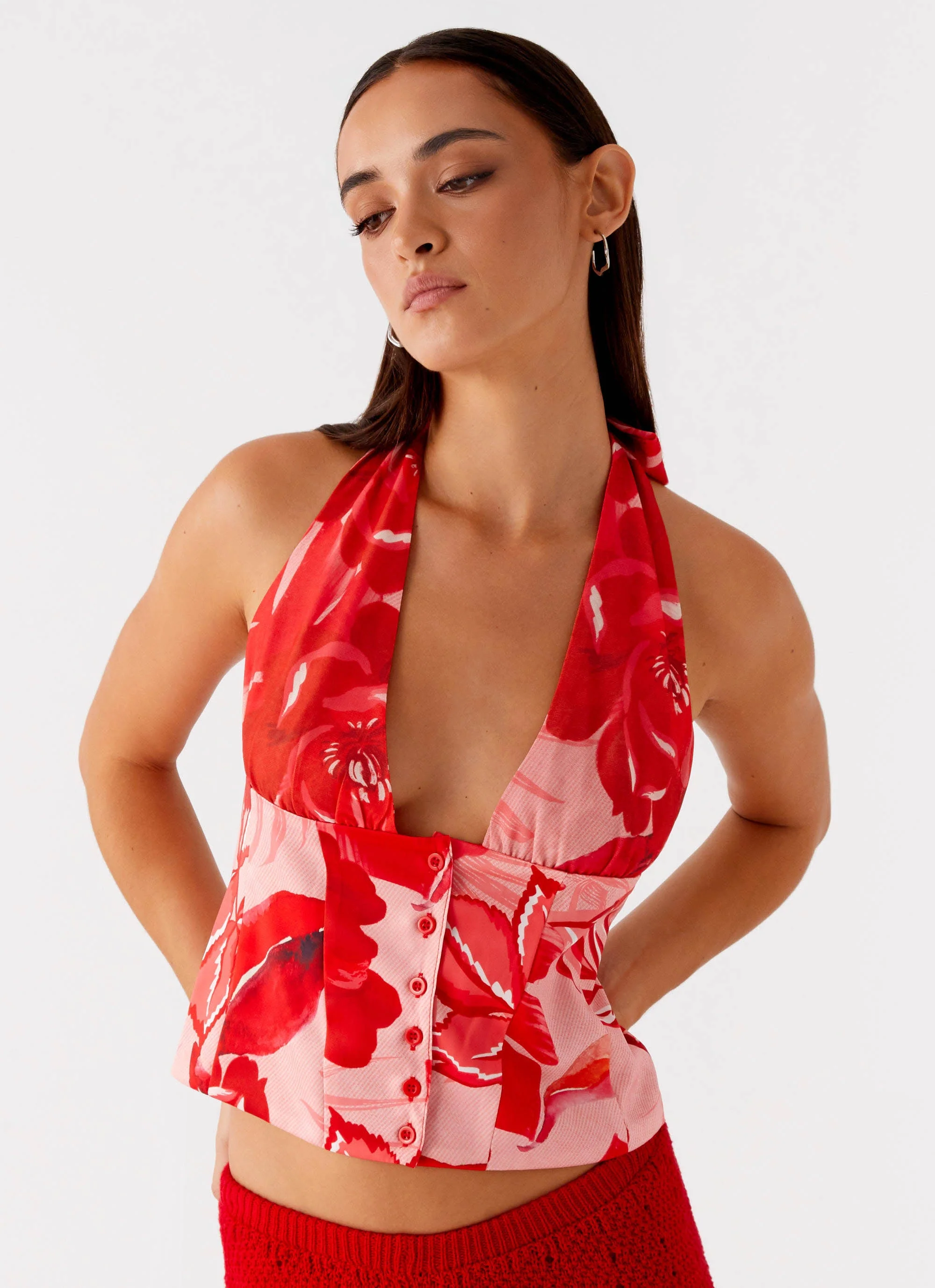 Lets Pretend Halterneck Top - Sicily Sunsets Print - Image 5