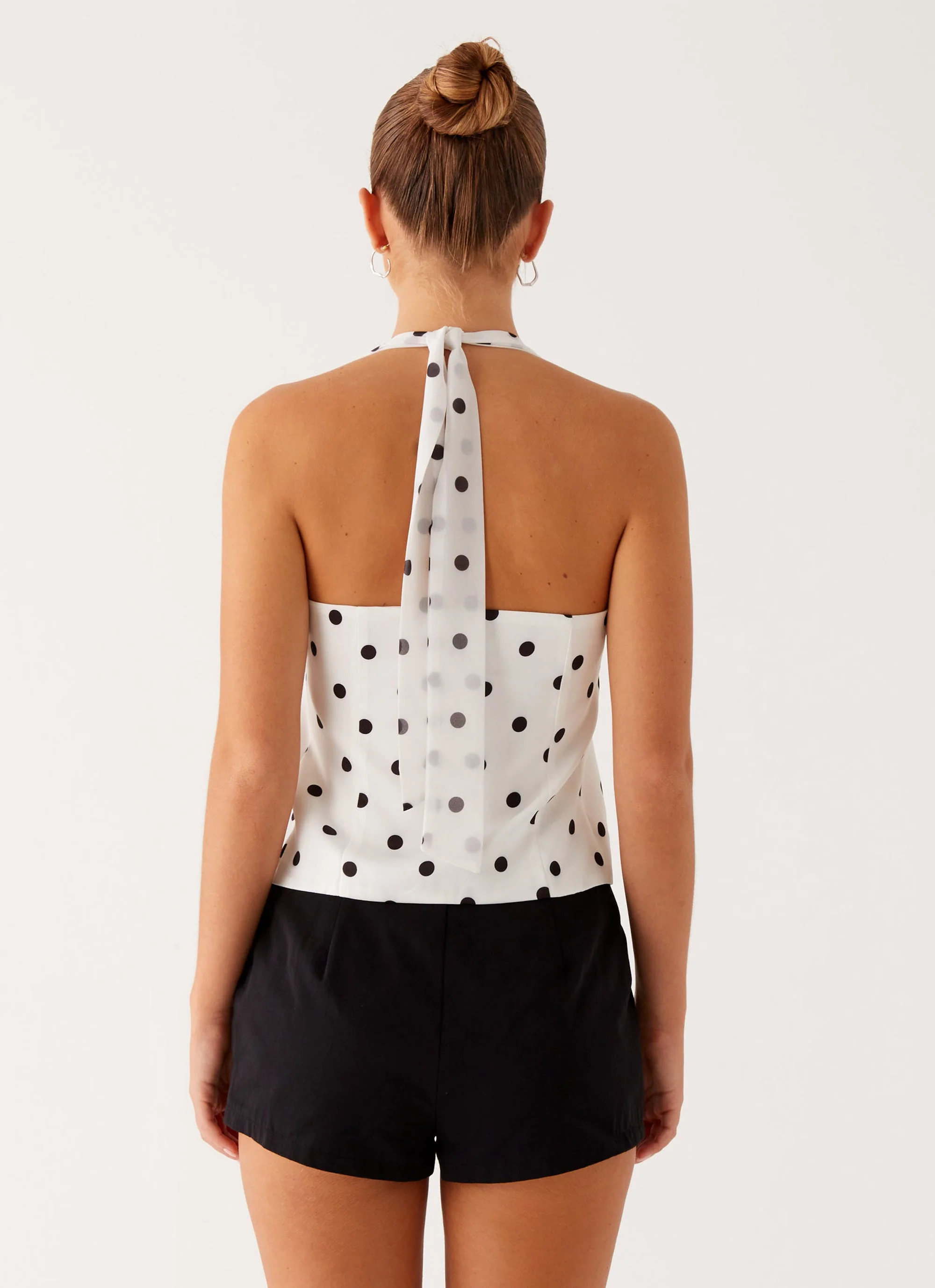 Lets Pretend Halterneck Top - White Polka Dot - Image 4