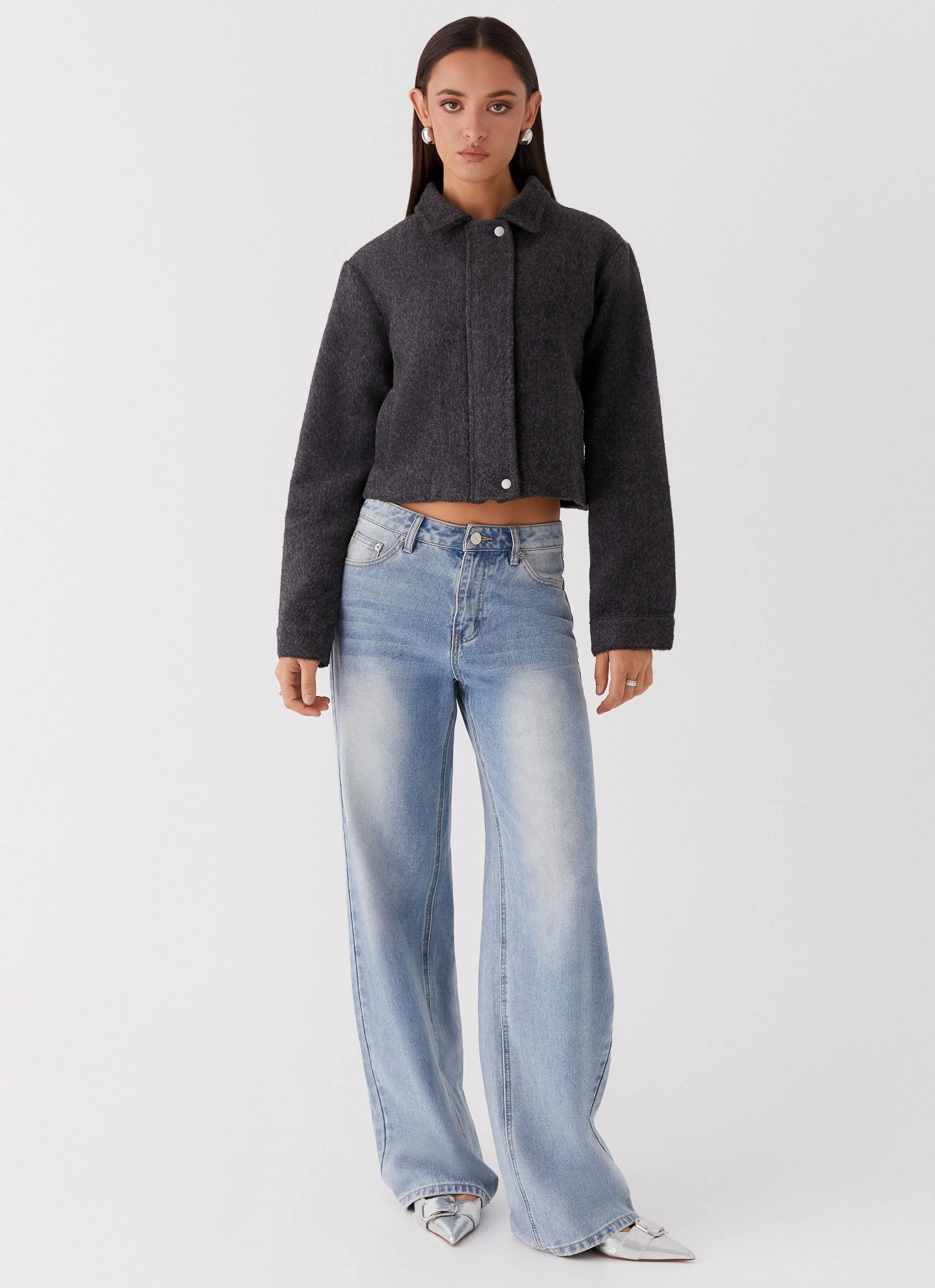Lexi Jayde Wool Zip Jacket - Dark Grey - Image 4