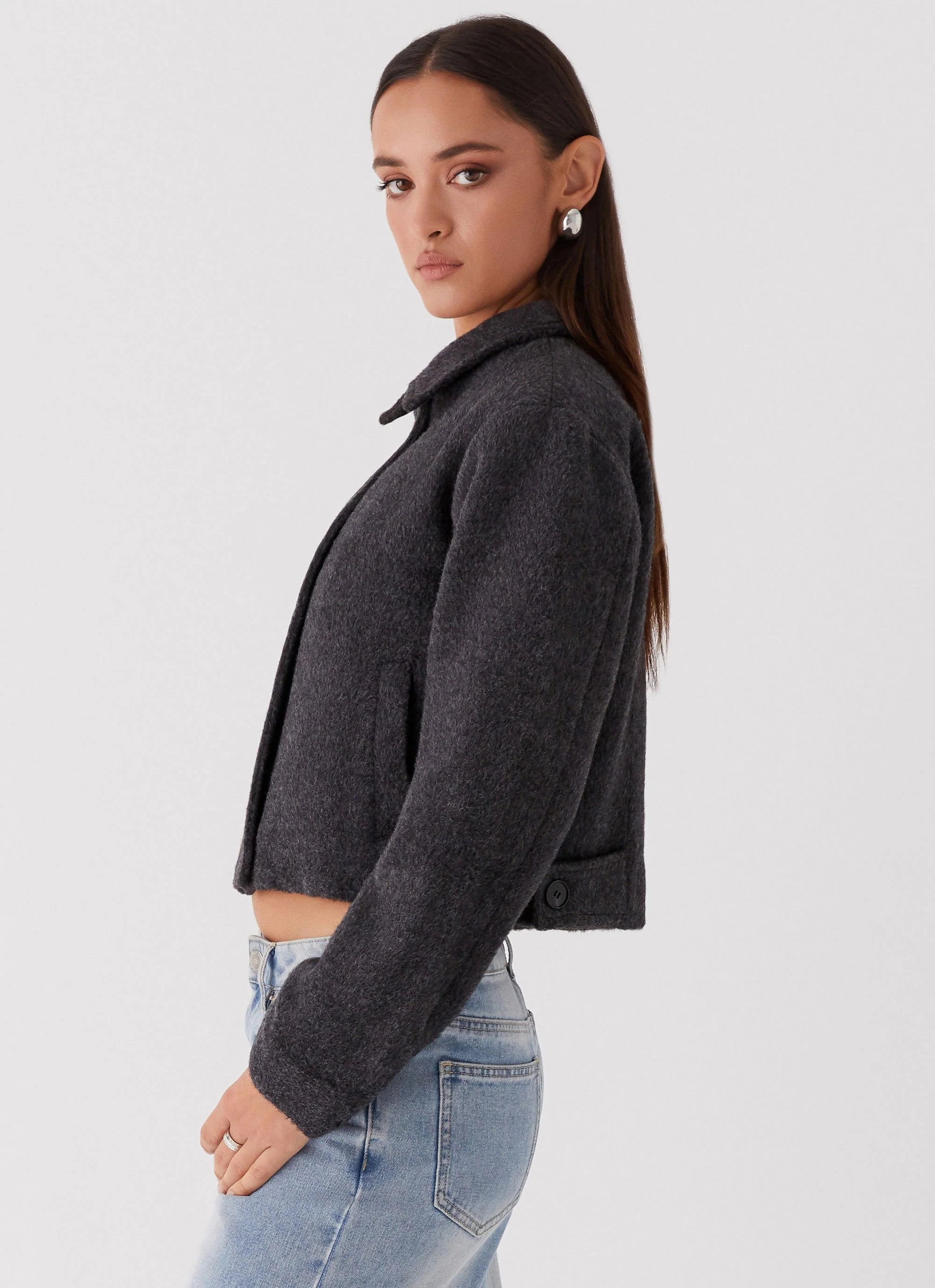 Lexi Jayde Wool Zip Jacket - Dark Grey - Image 5