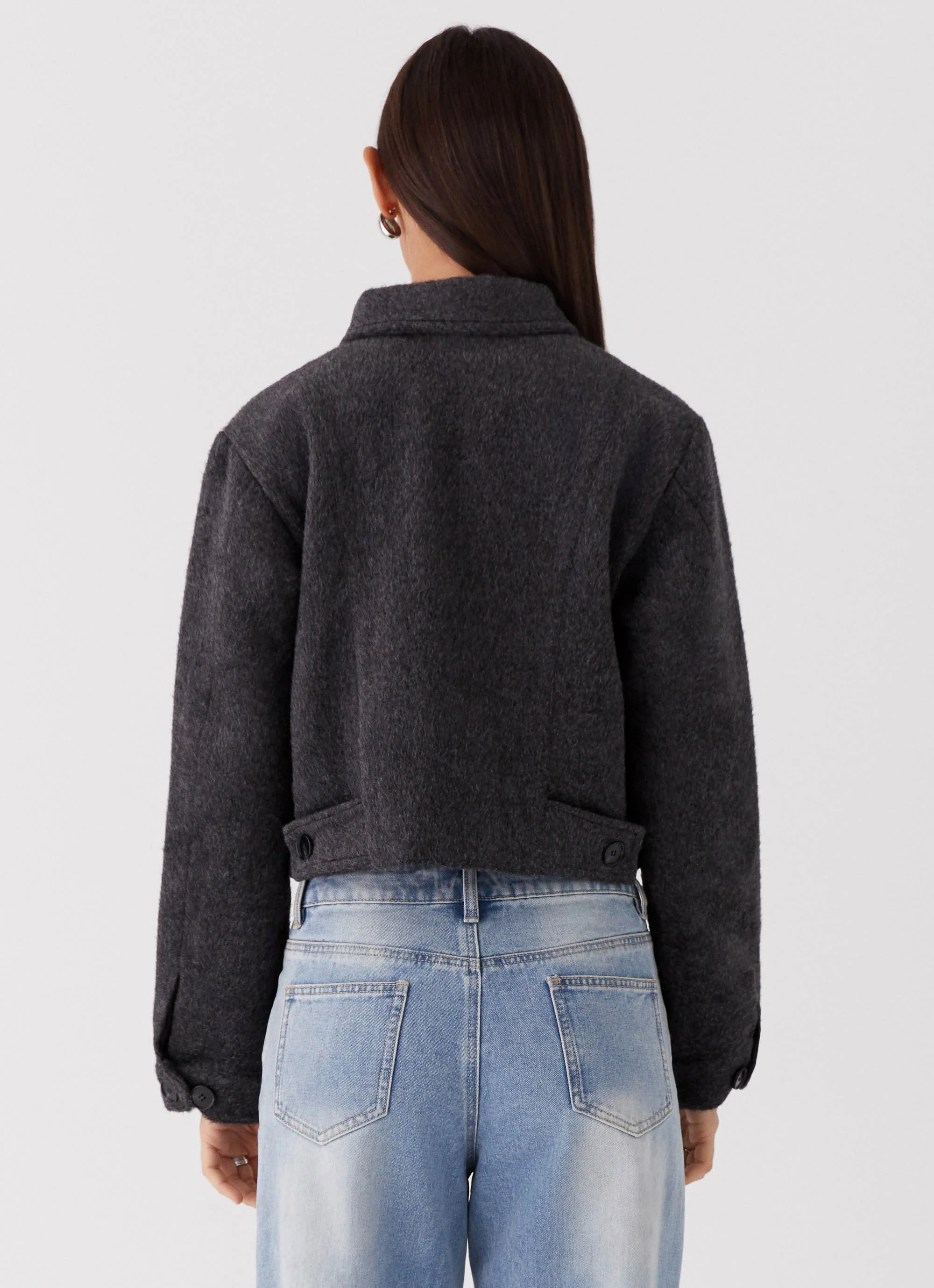 Lexi Jayde Wool Zip Jacket - Dark Grey - Image 6