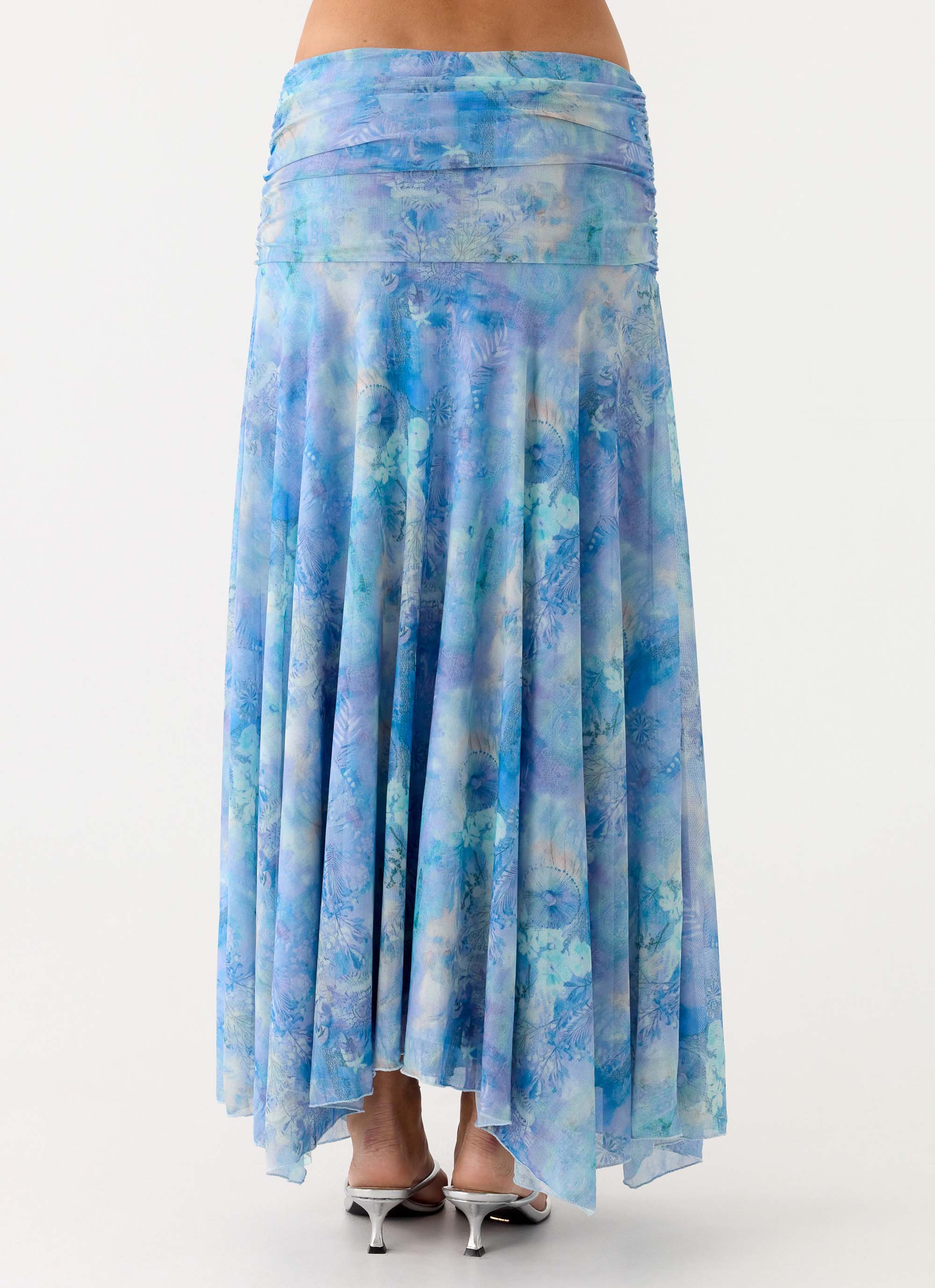 Liana Ruched Maxi Skirt - Aqua Paisley - Image 3