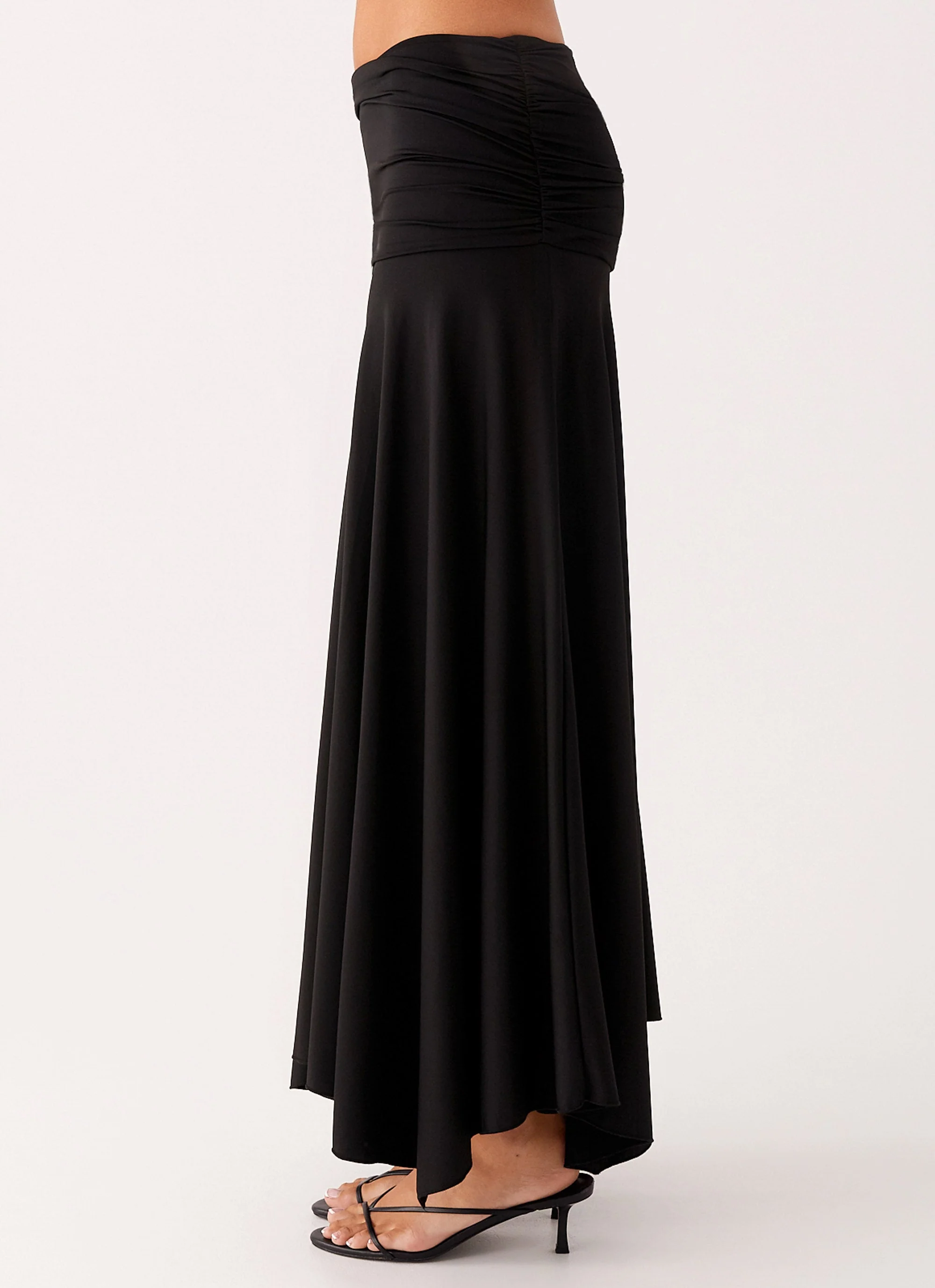 Liana Ruched Maxi Skirt - Black - Image 3