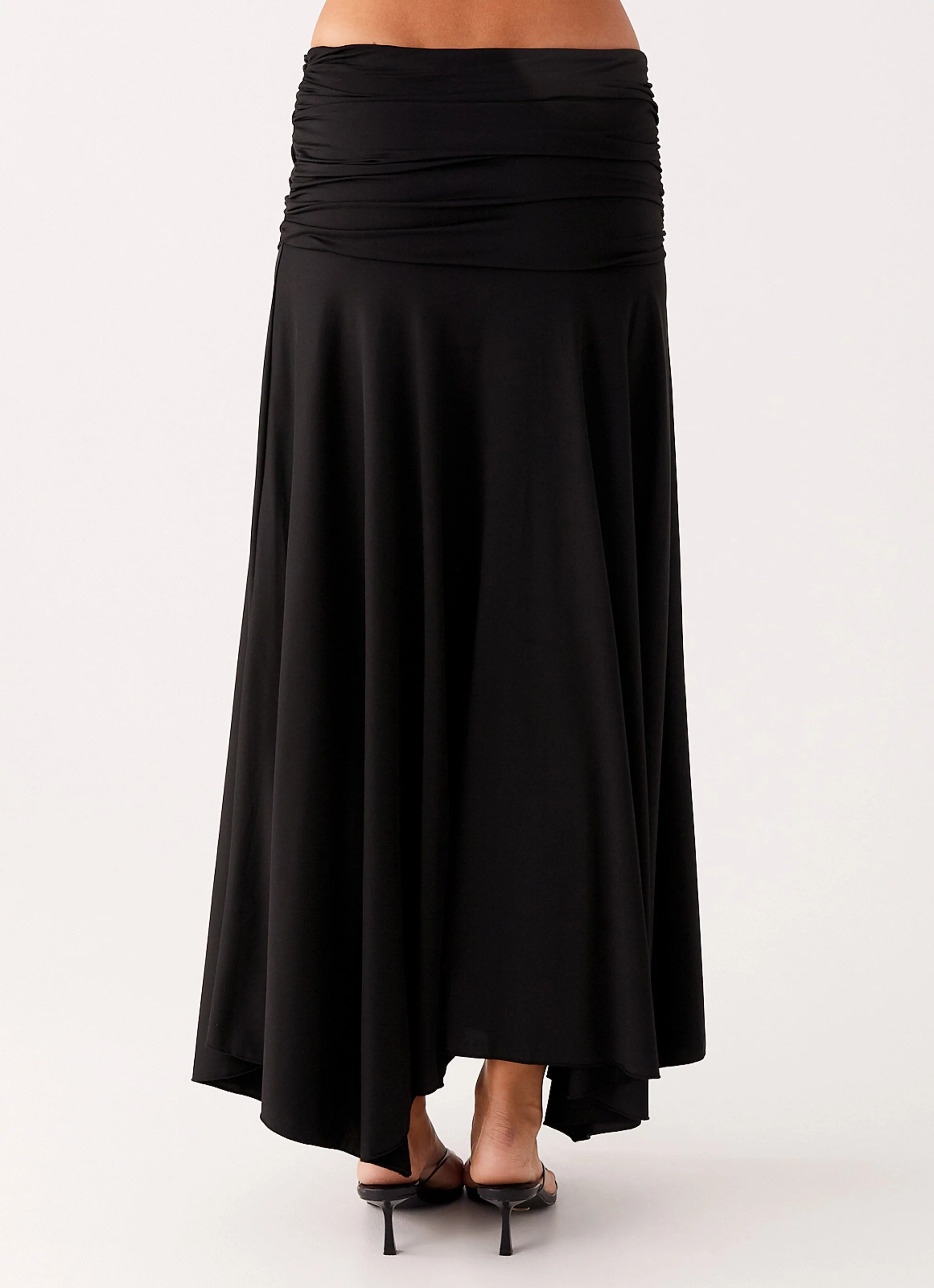 Liana Ruched Maxi Skirt - Black - Image 4