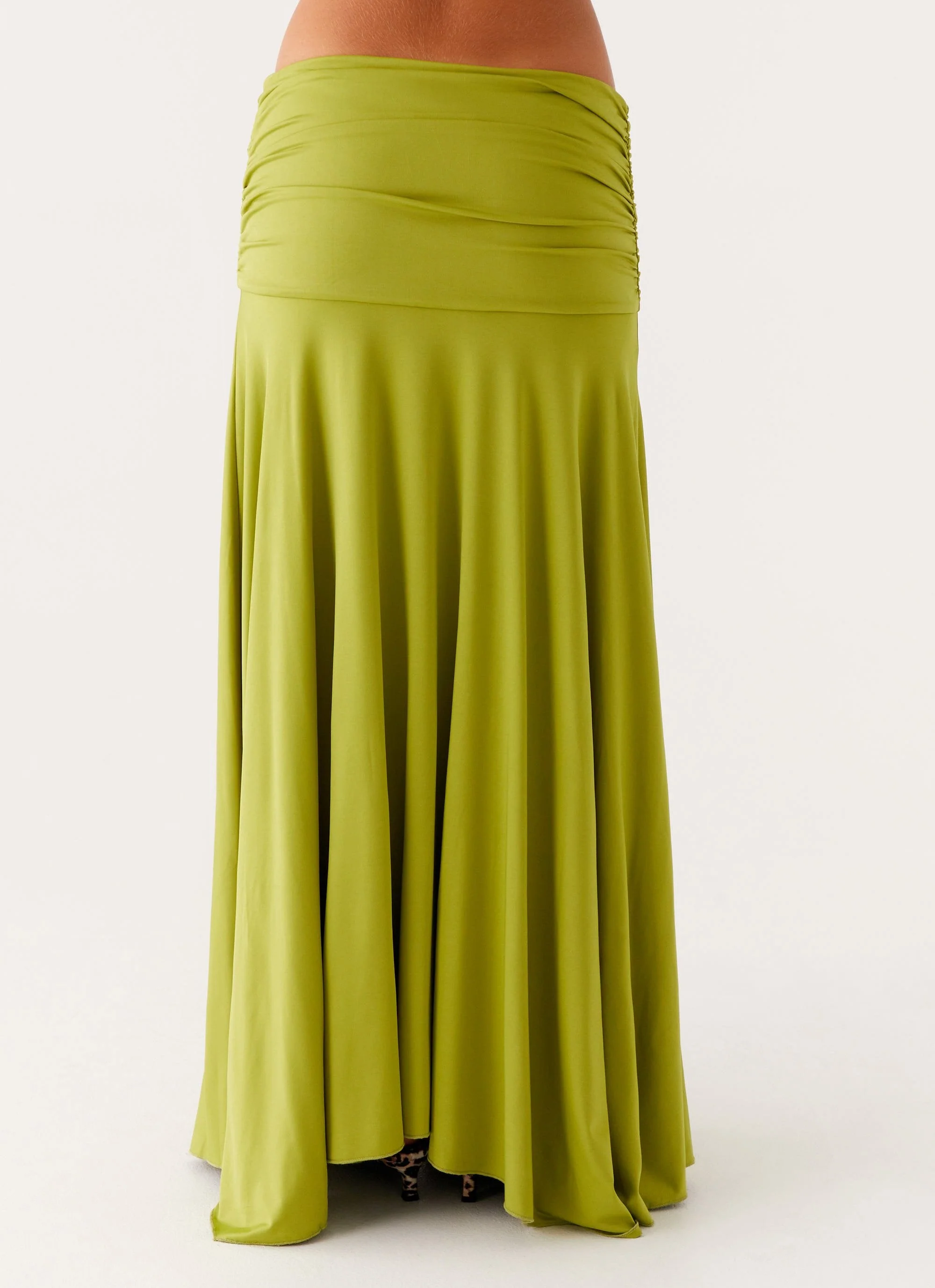 Liana Ruched Maxi Skirt - Green - Image 6