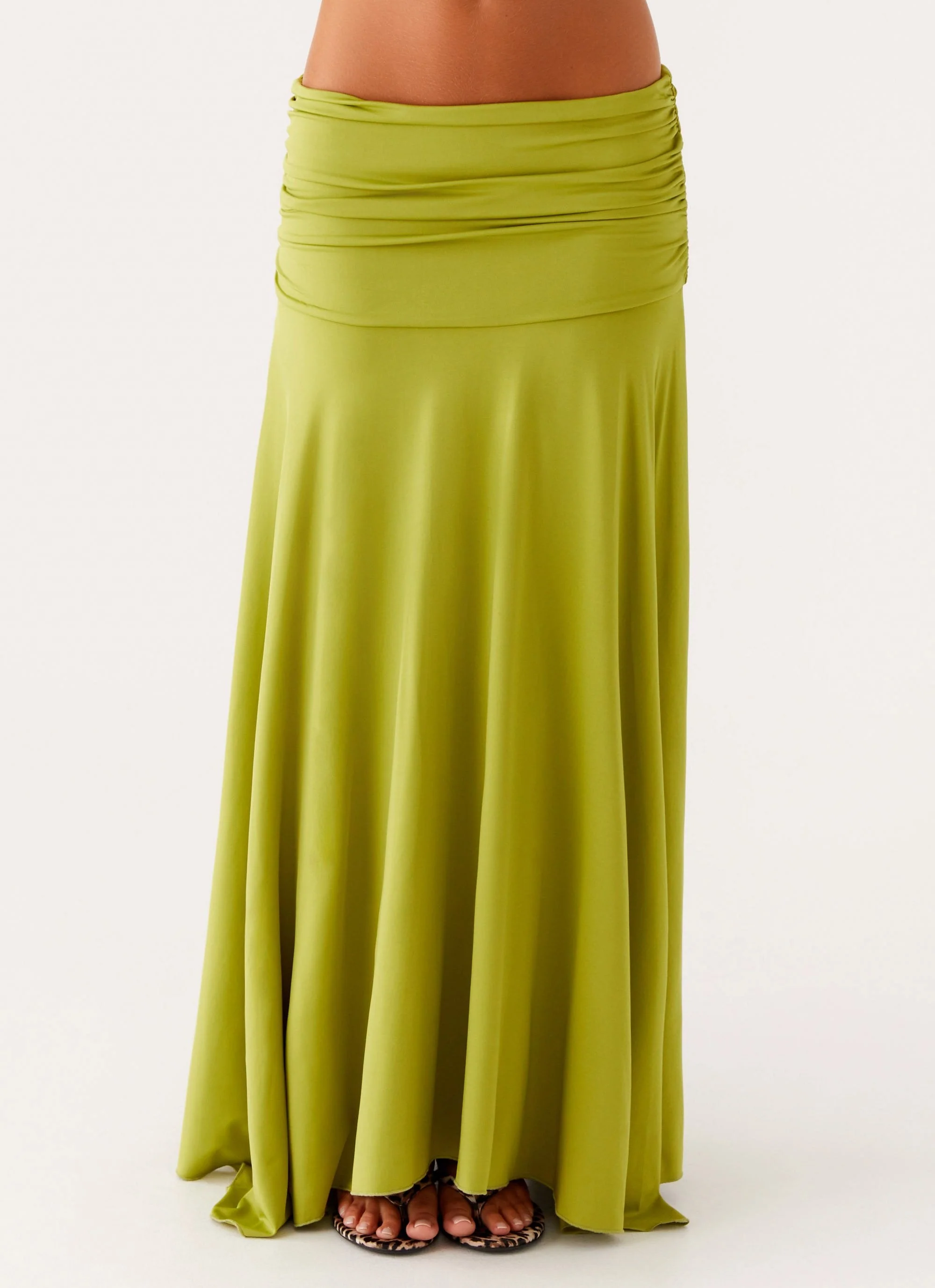 Liana Ruched Maxi Skirt - Green - Image 7
