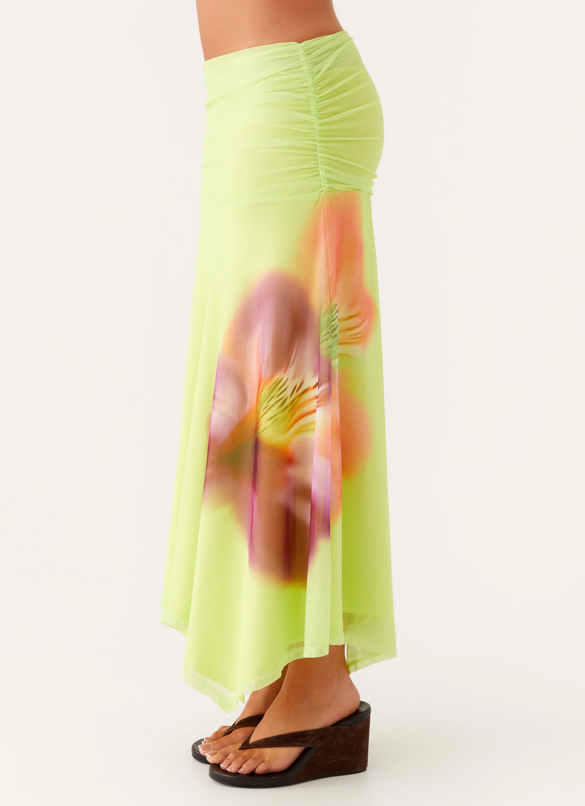 Liana Ruched Maxi Skirt - Green Tropical - Image 5