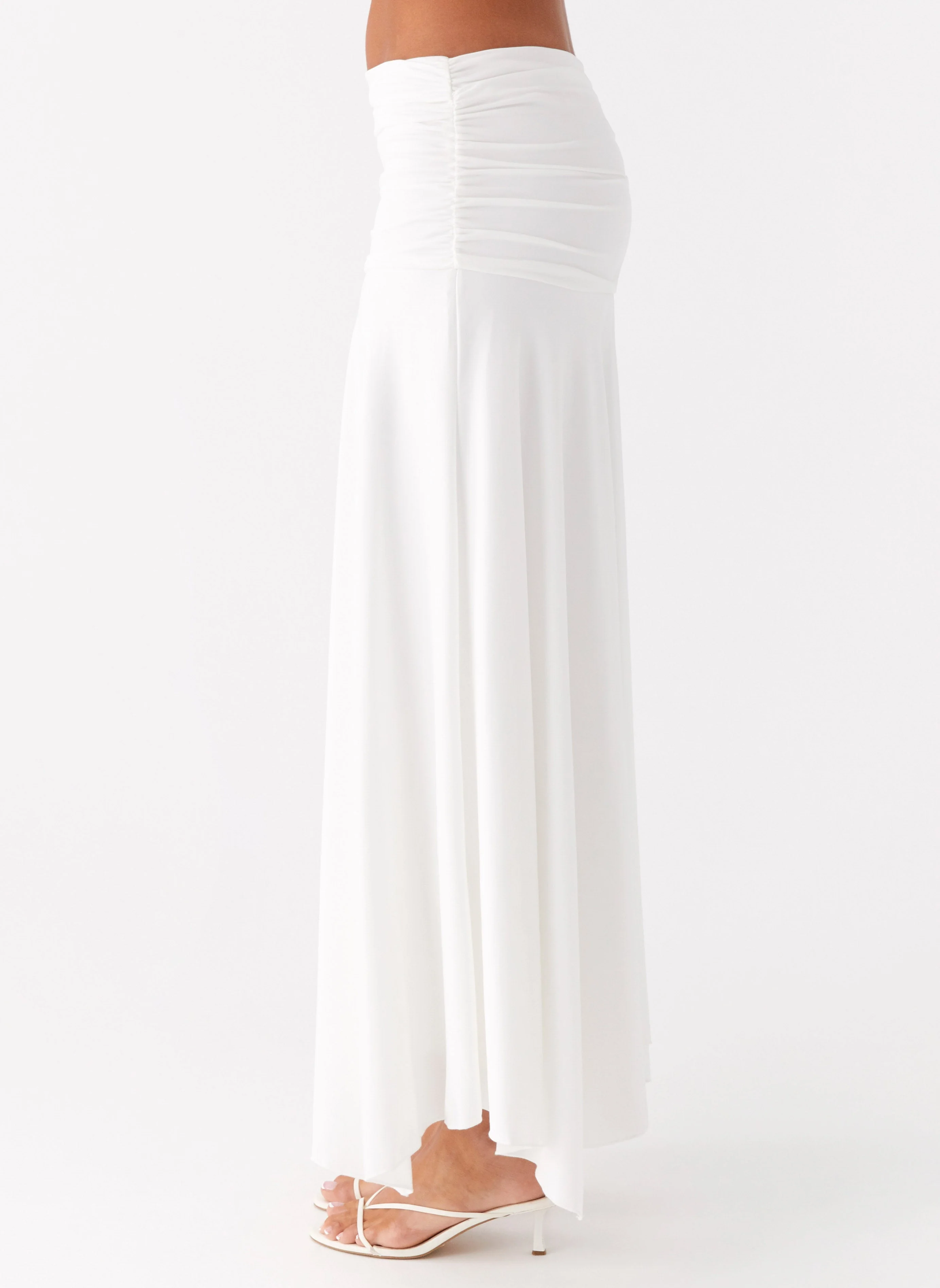 Liana Ruched Maxi Skirt - White - Image 3