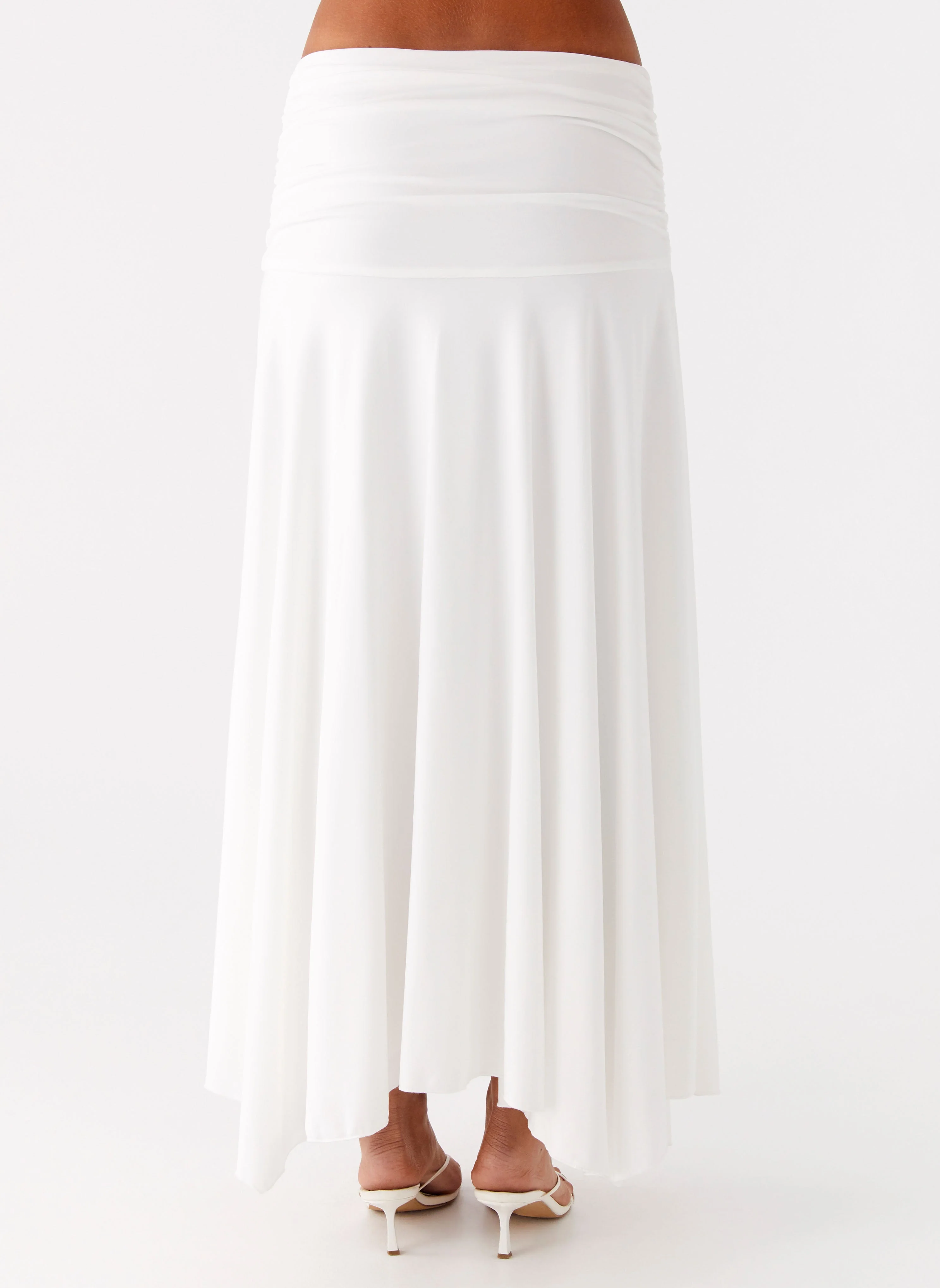 Liana Ruched Maxi Skirt - White - Image 4