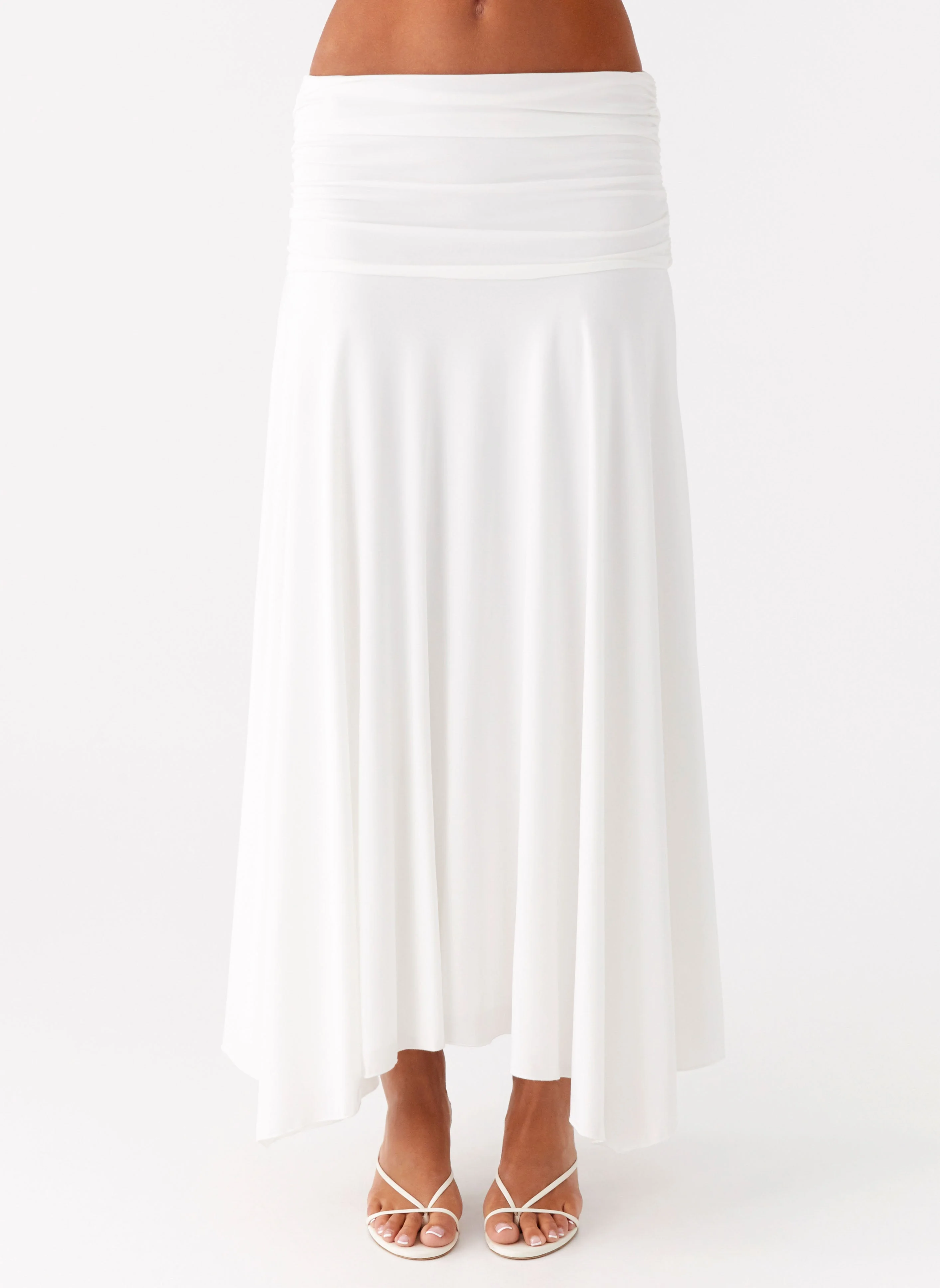Liana Ruched Maxi Skirt - White - Image 5
