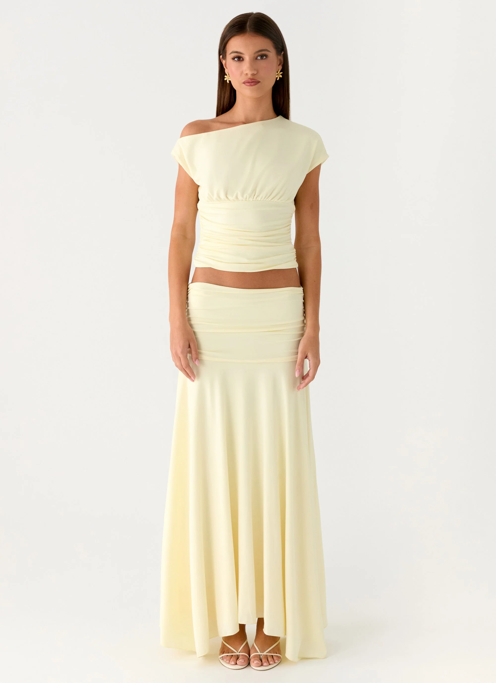 Liana Ruched Maxi Skirt - Yellow - Image 5