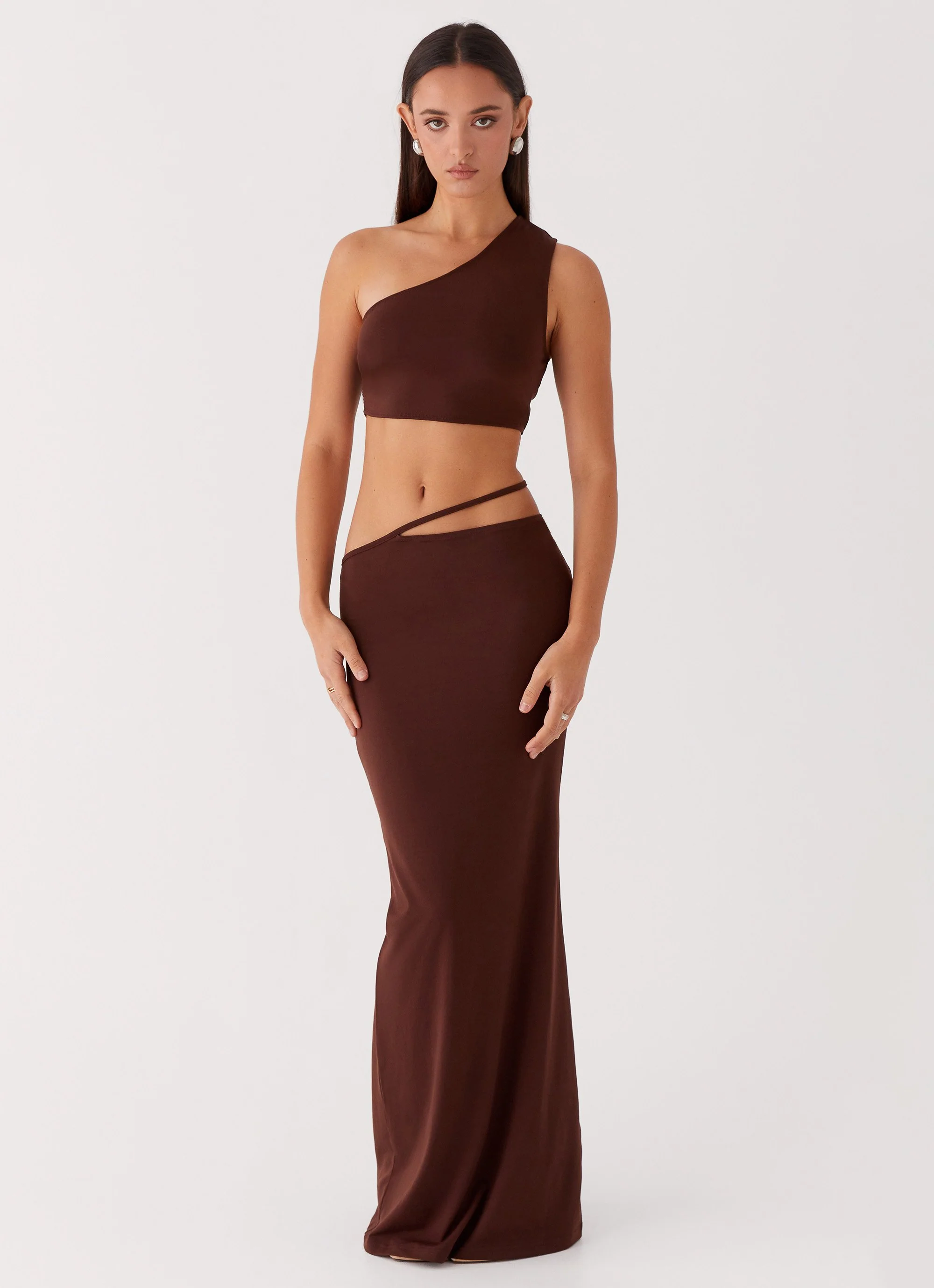 Like You Do Low Rise Maxi Skirt - Chocolate - Image 4