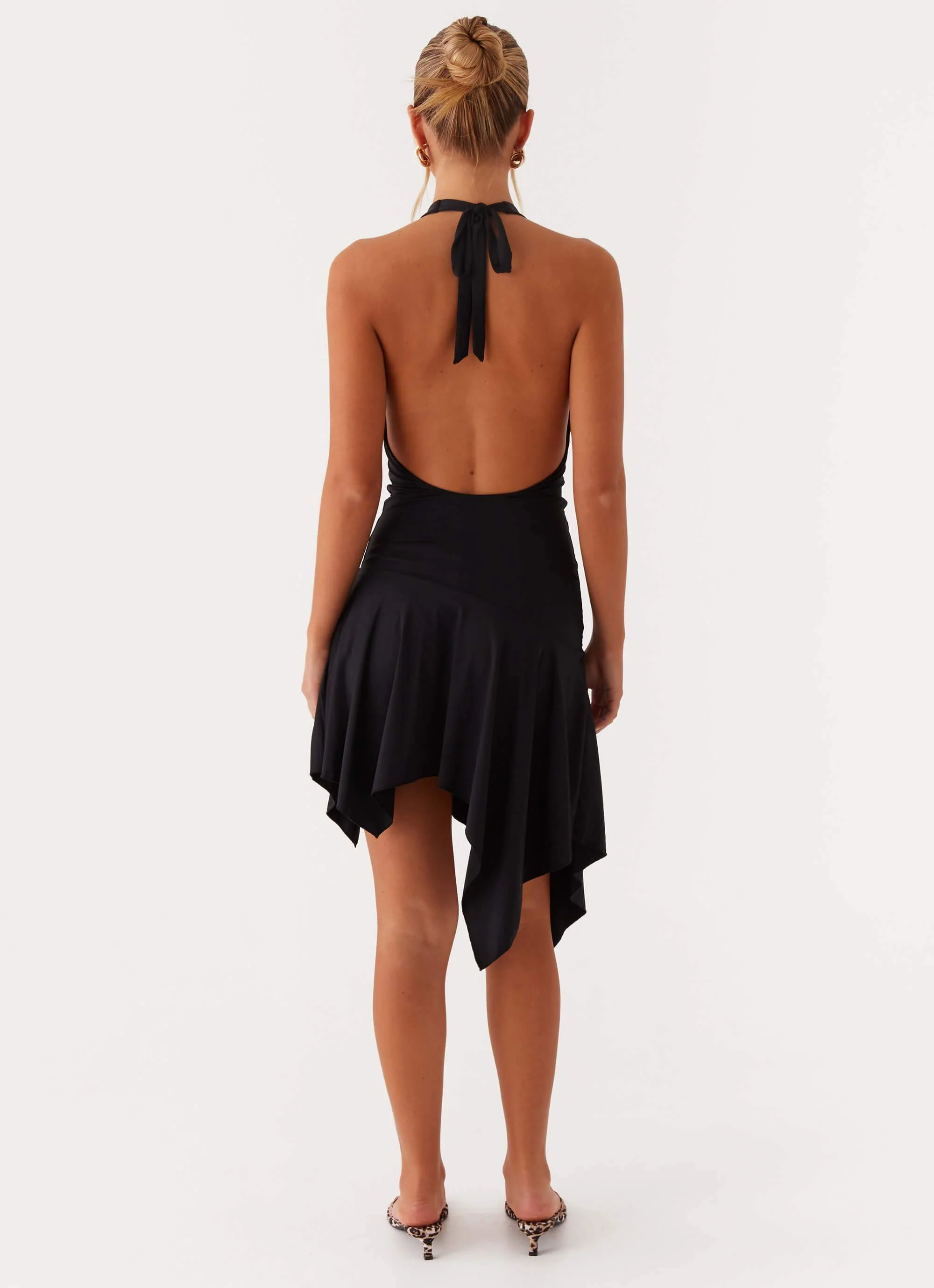 Lilyana Low Back Halter Midi Dress - Black - Image 4