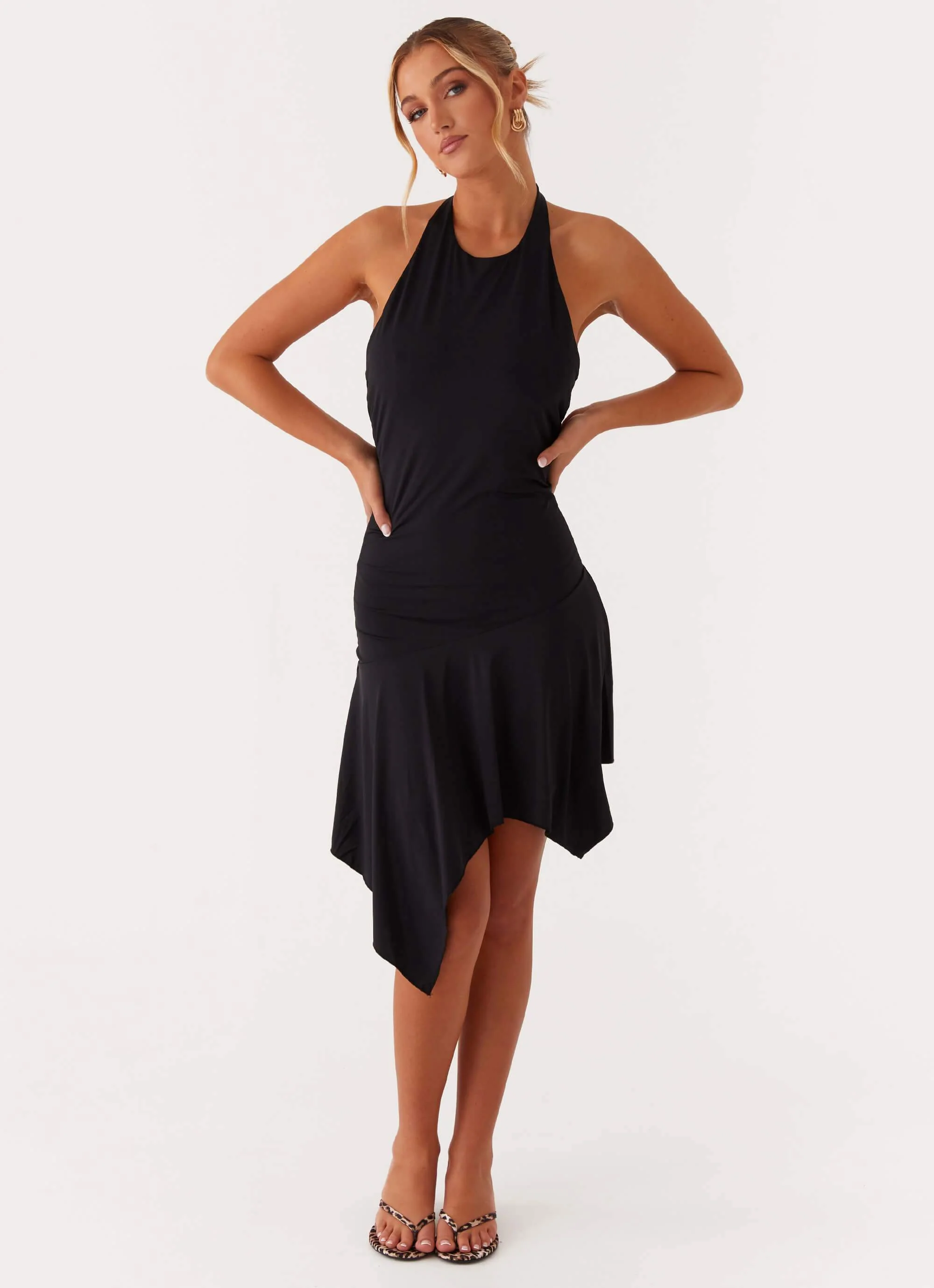 Lilyana Low Back Halter Midi Dress - Black - Image 6