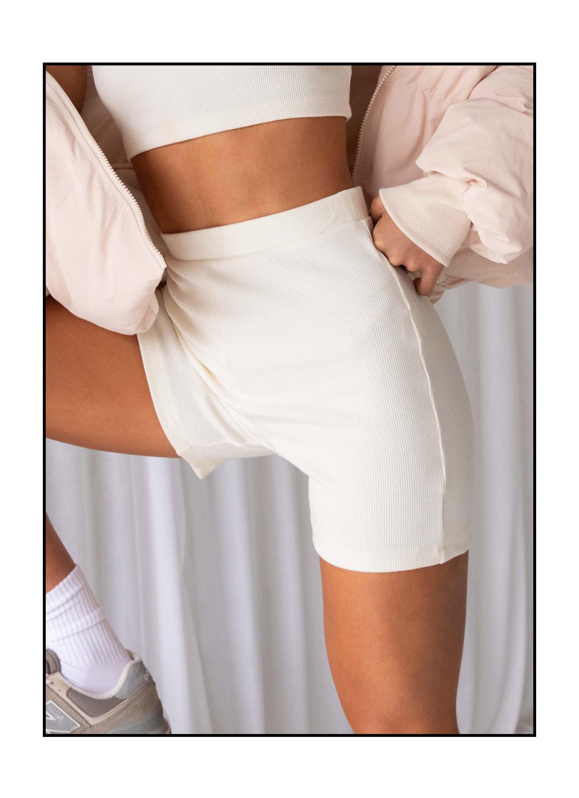 Limited Organic Cotton Rib Bike Shorts - Ivory - Image 2