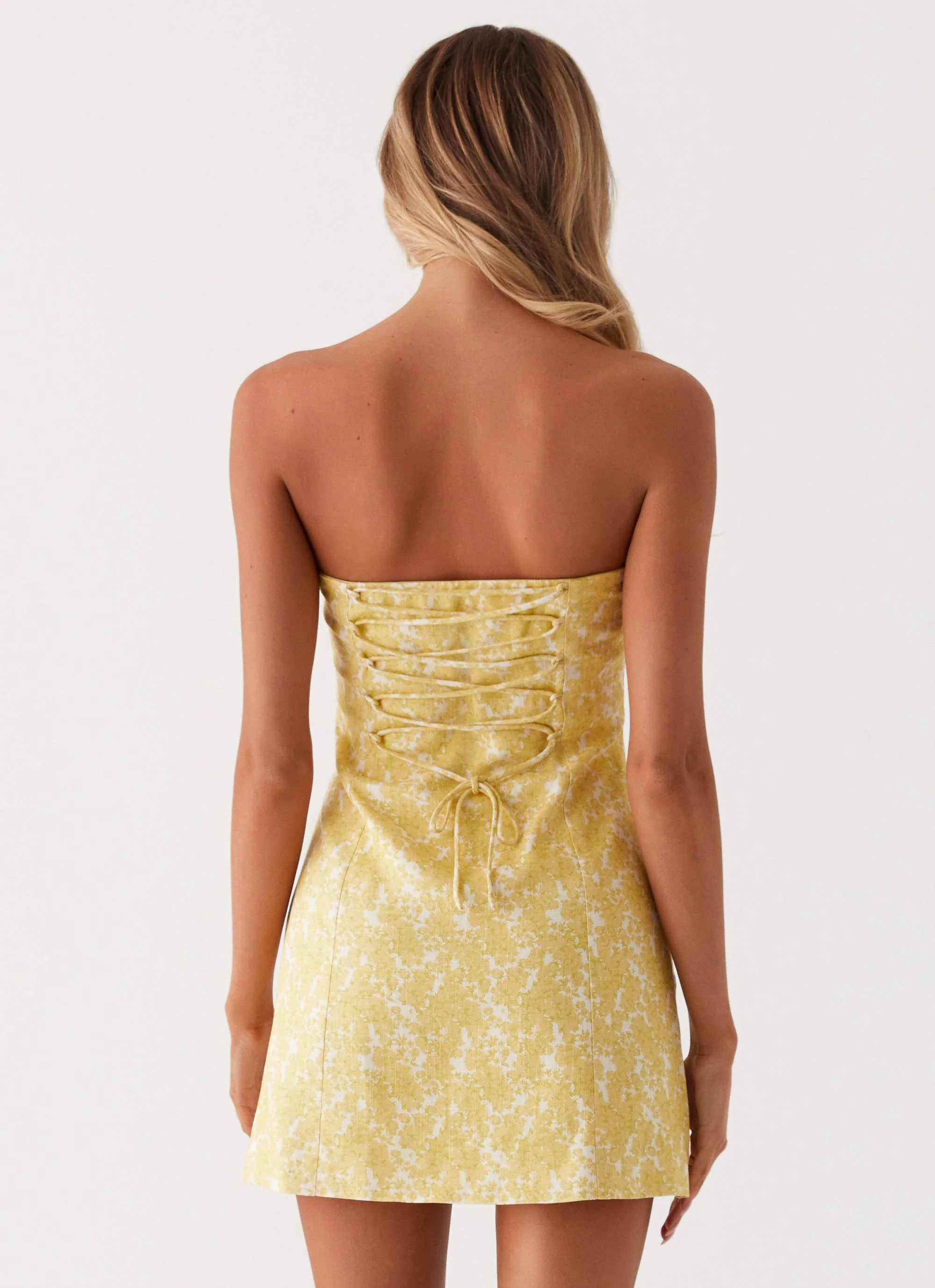 Livvy Strapless Mini Dress - Yellow Floral - Image 4