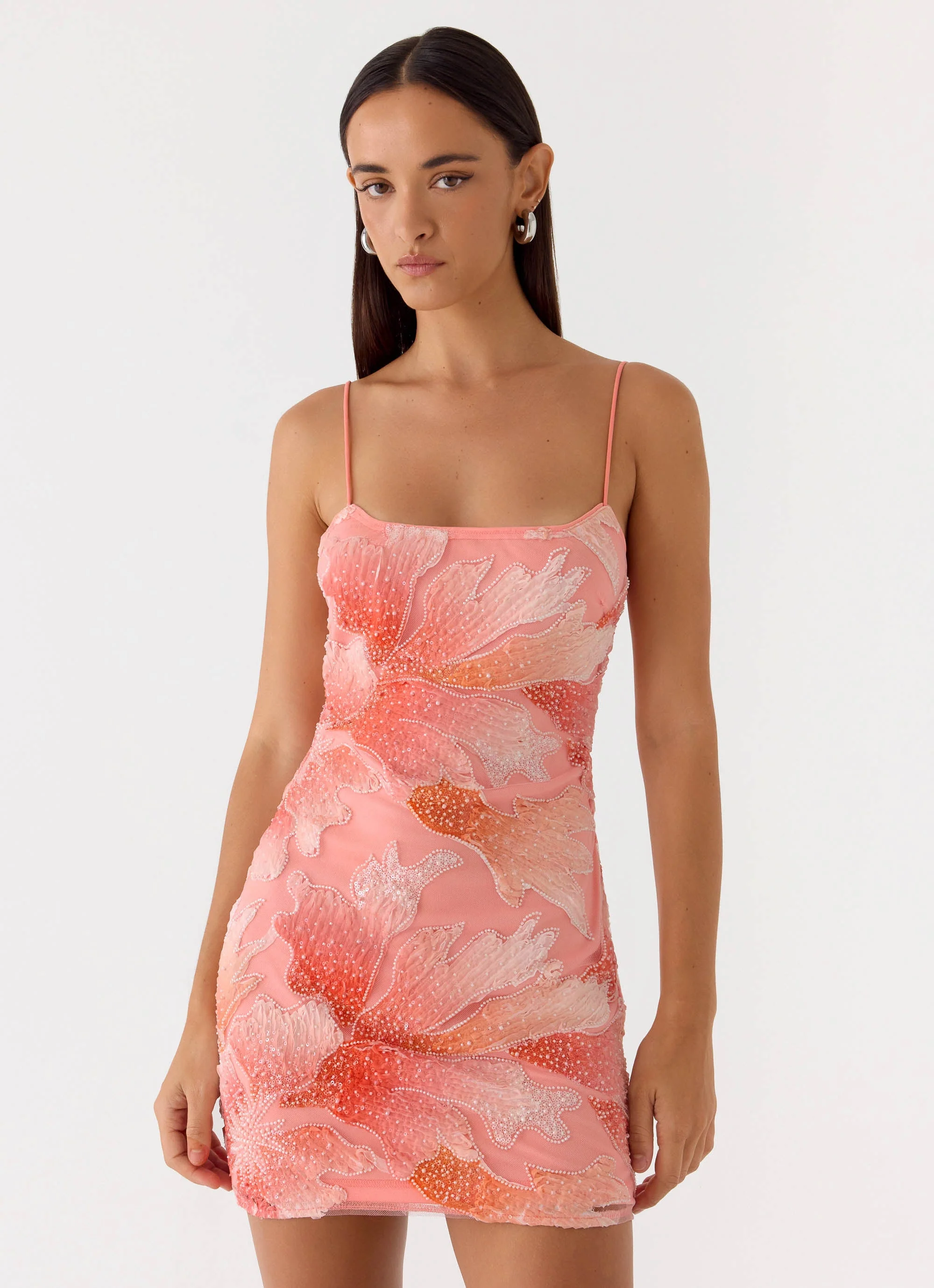 Liyah Beaded Mini Dress - Papaya - Image 5