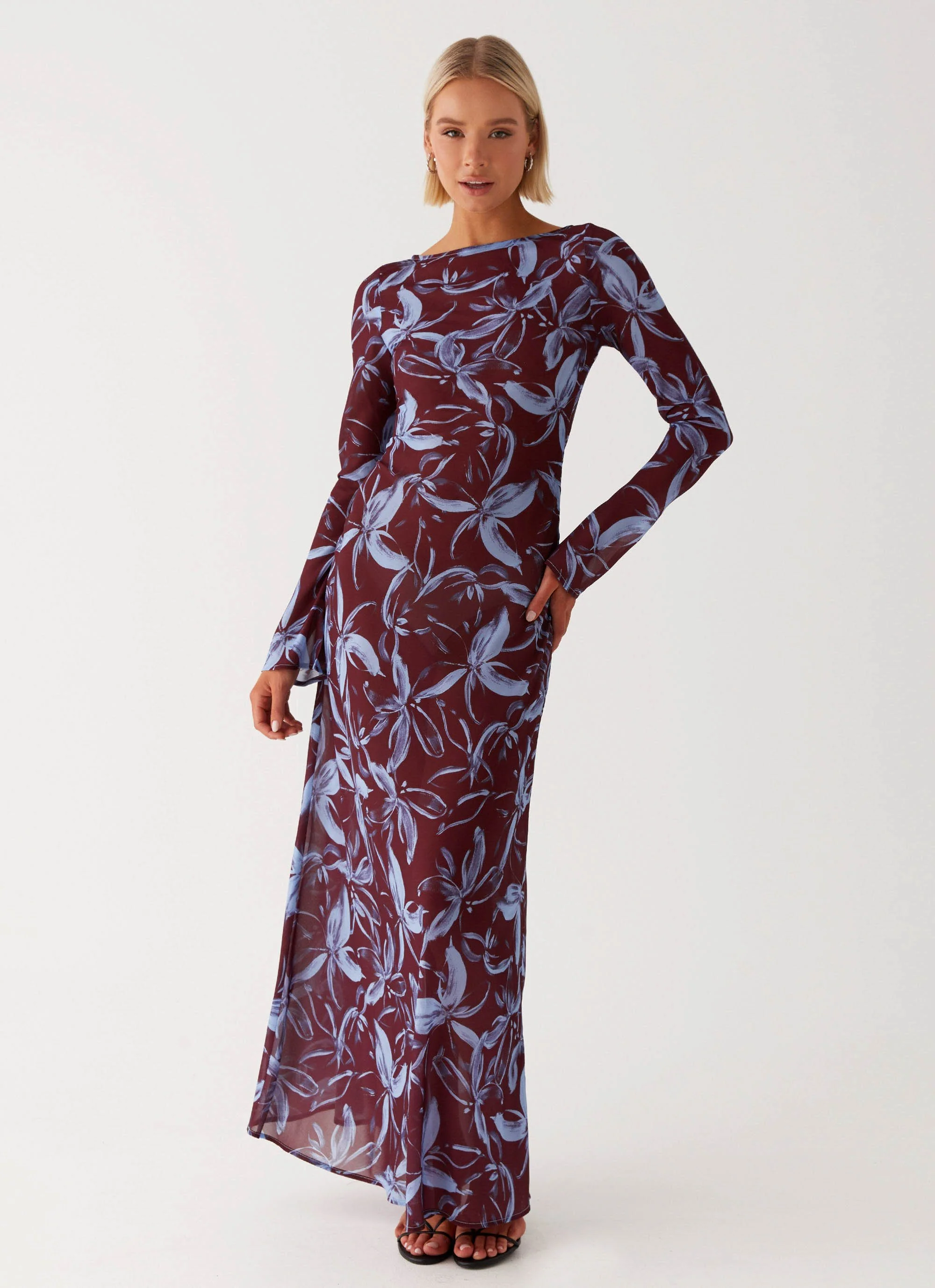 Lorde Maxi Dress - Brown Purple Floral - Image 6