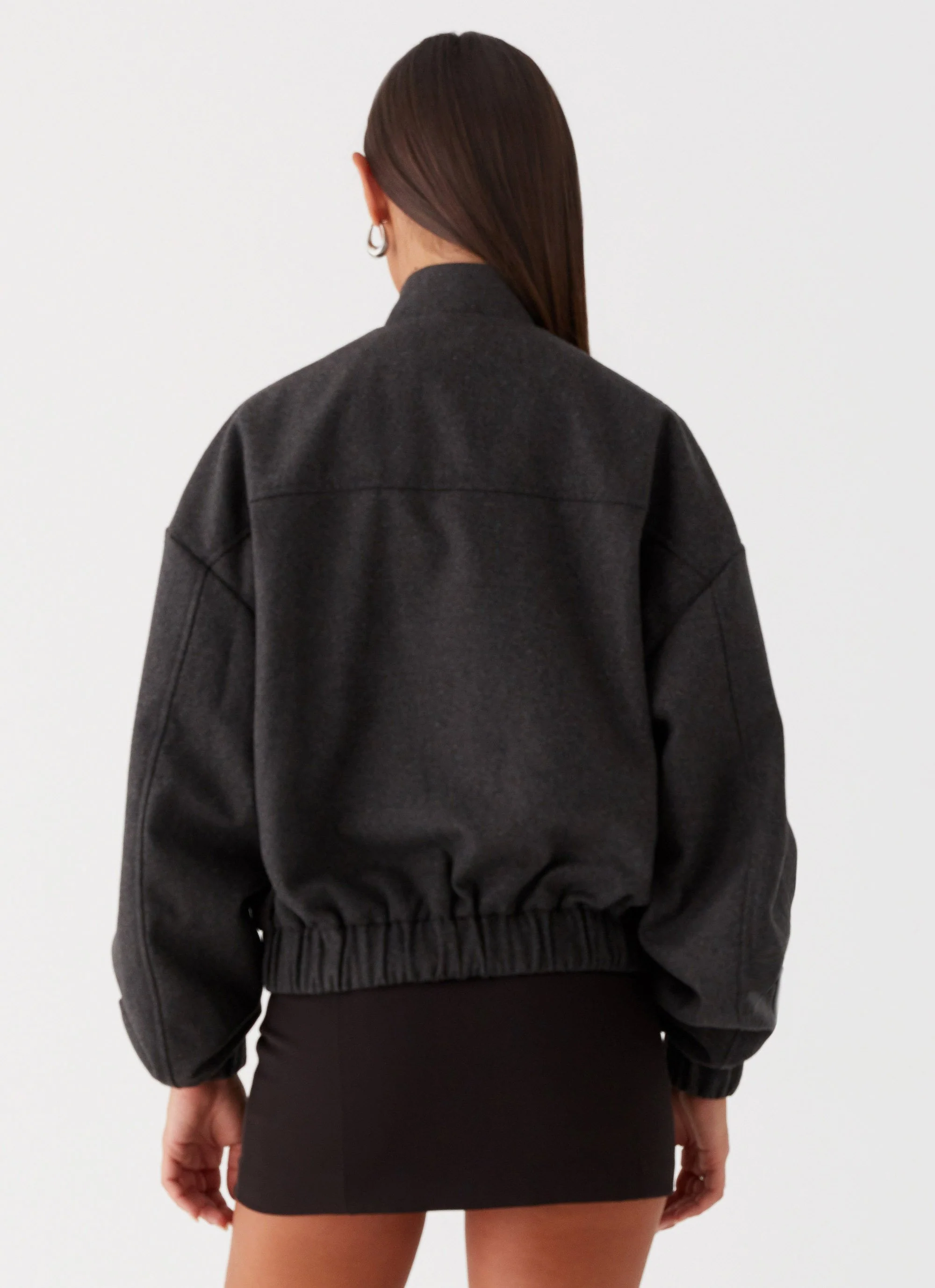 Lorelei Oversized Bomber Jacket - Charcoal - Image 4