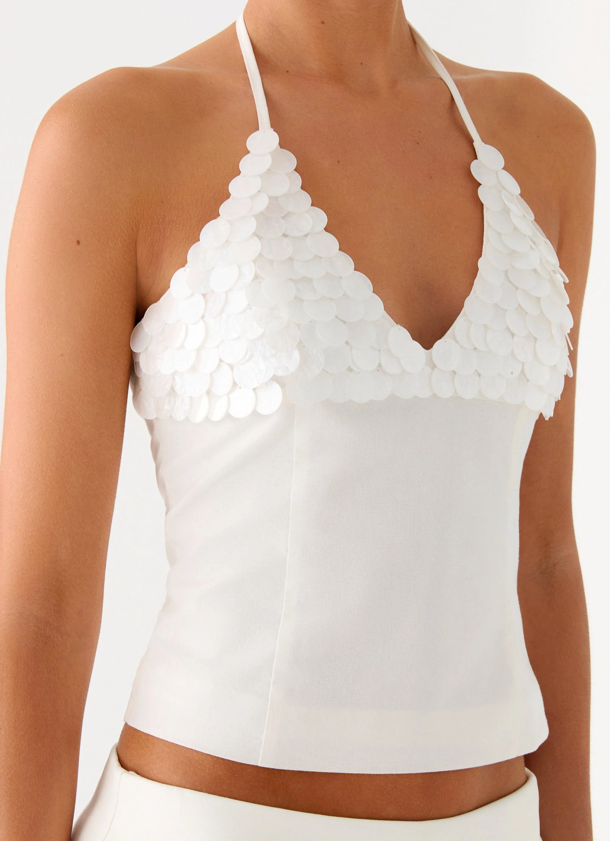 Lori beaded Halter Top - Ivory - Image 4