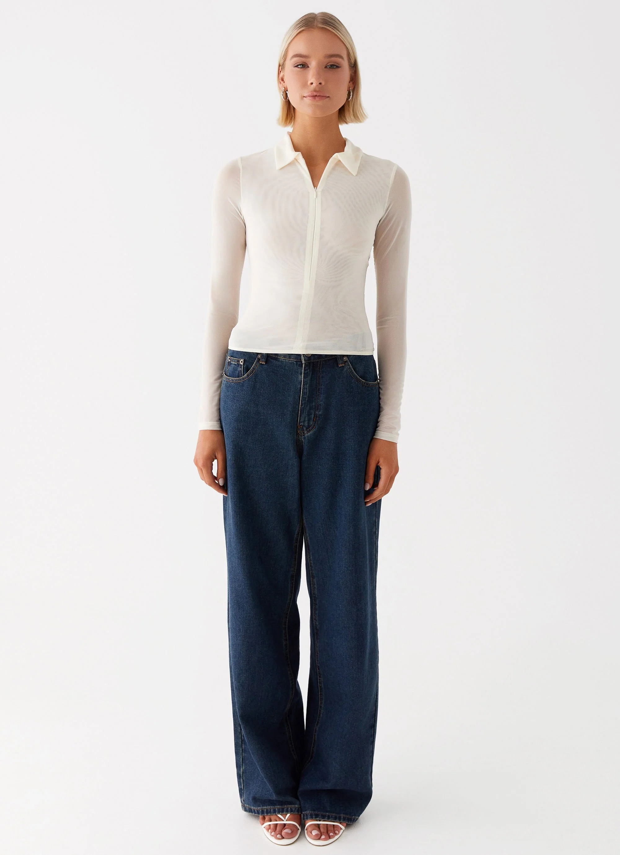 Lorna Zip Up Shirt - Ivory - Image 2
