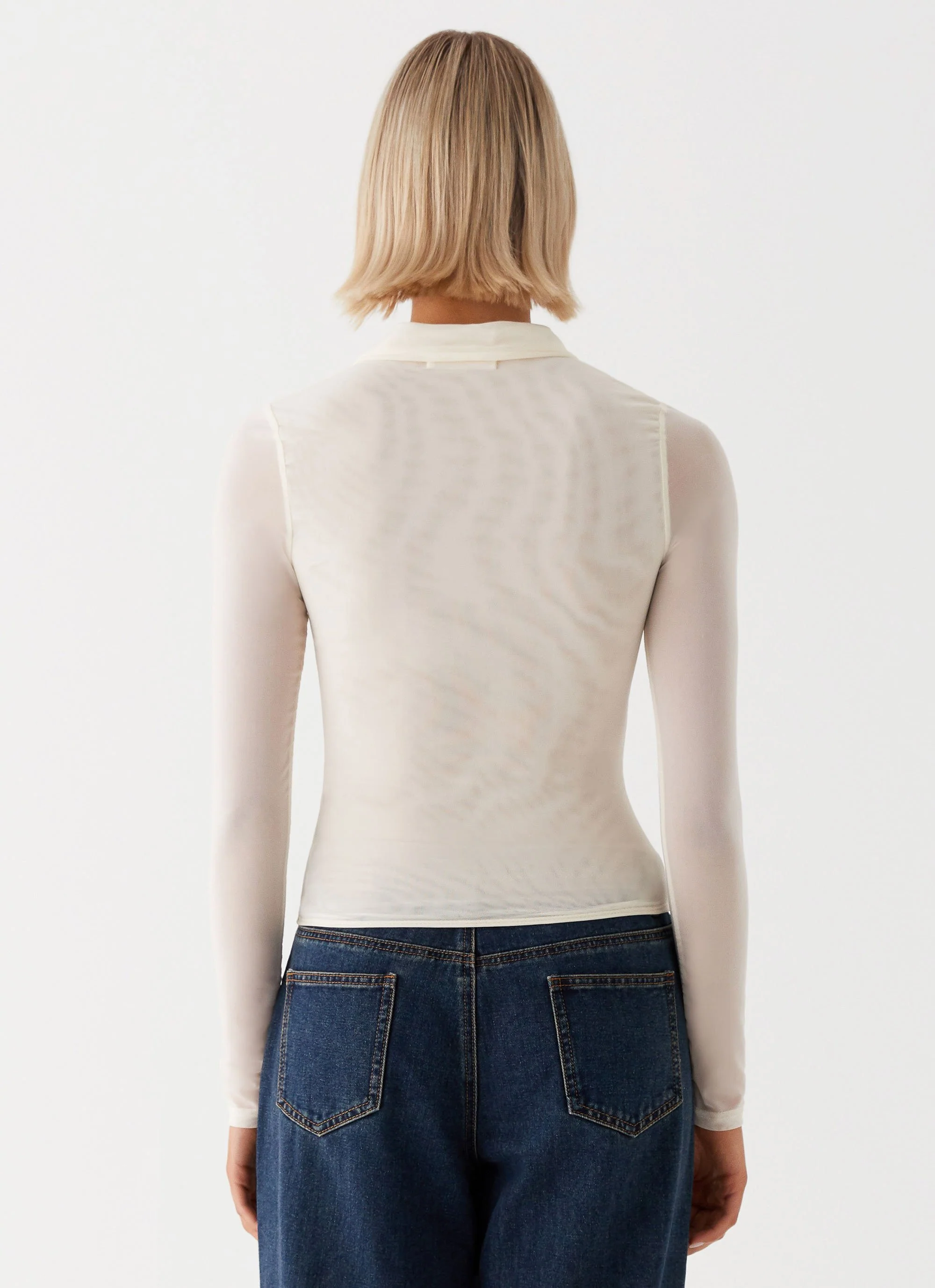Lorna Zip Up Shirt - Ivory - Image 4