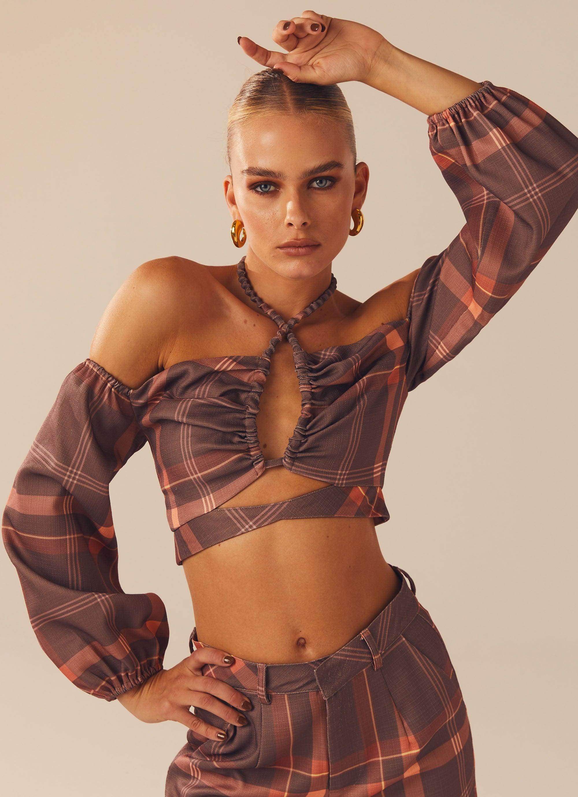 Lose My Cool Crop Top - Chestnut - Image 4