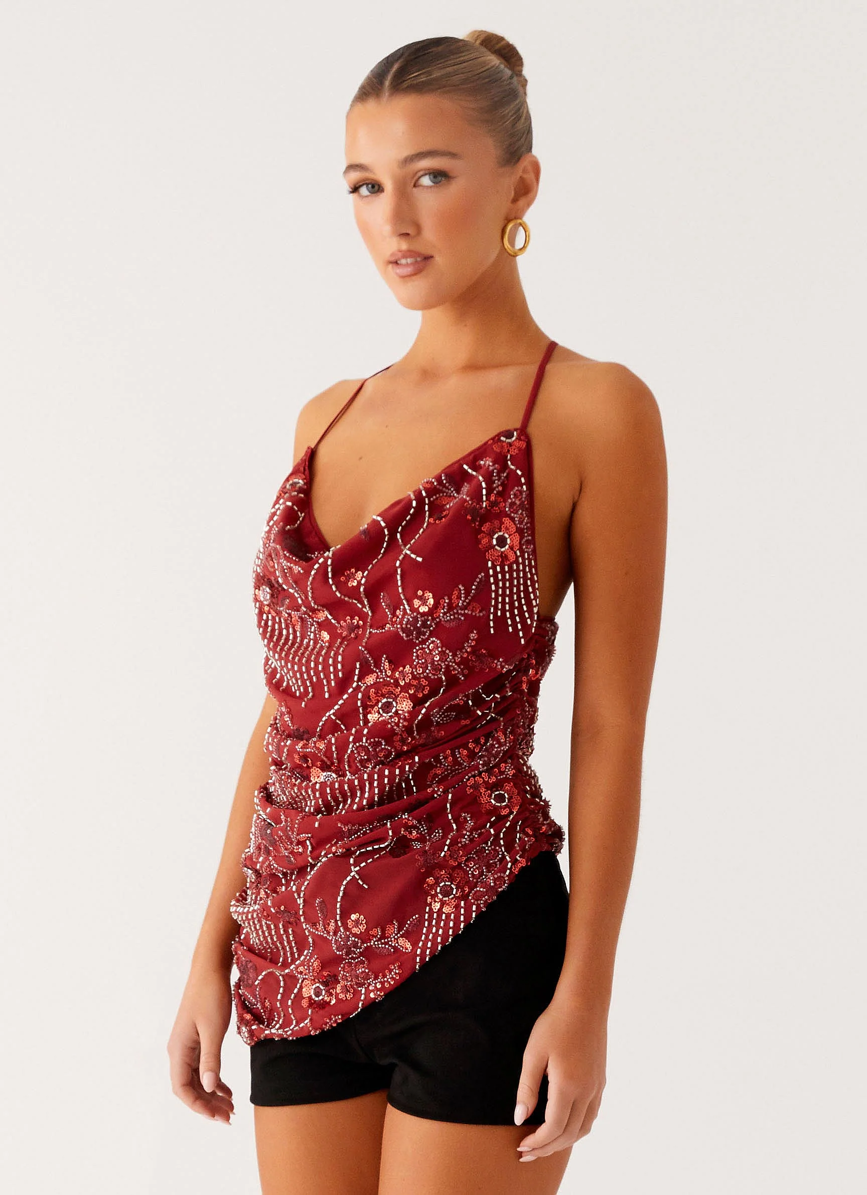 Lost In The Tide Beaded Top - Rust - Image 3