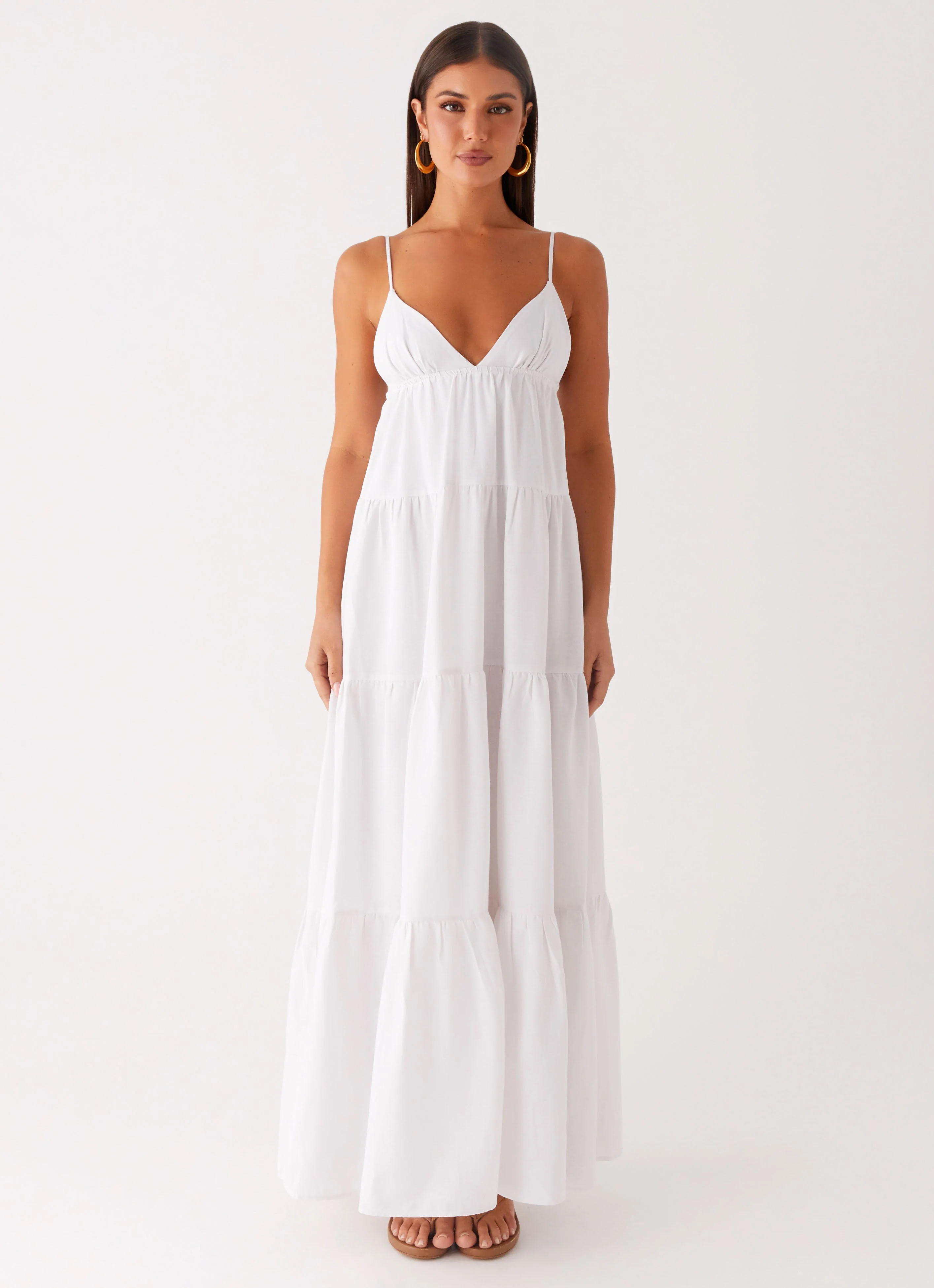 Lotty Linen Maxi Dress - White - Image 2