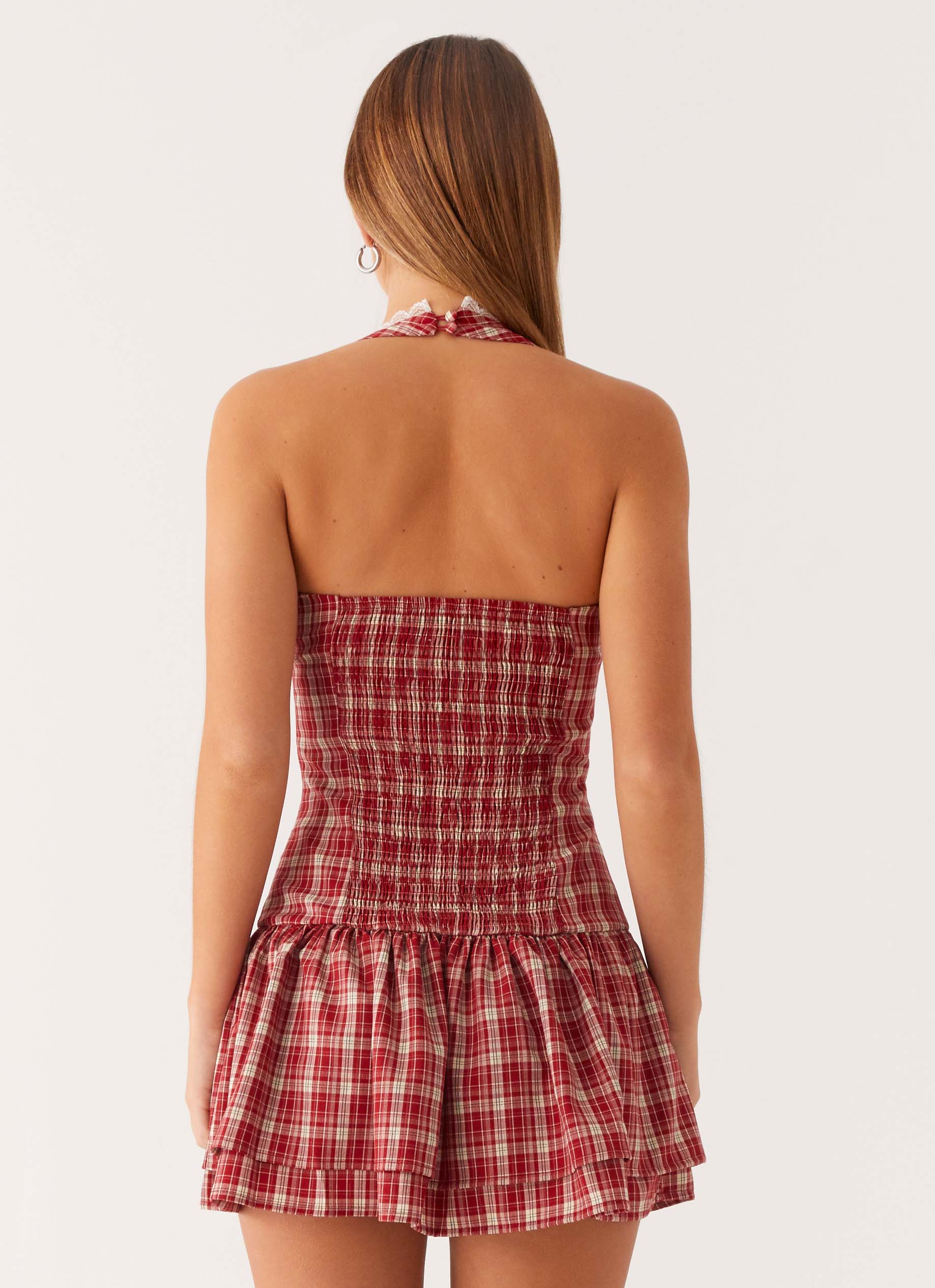 Lotus Dream Mini Dress - Ruby Check - Image 3