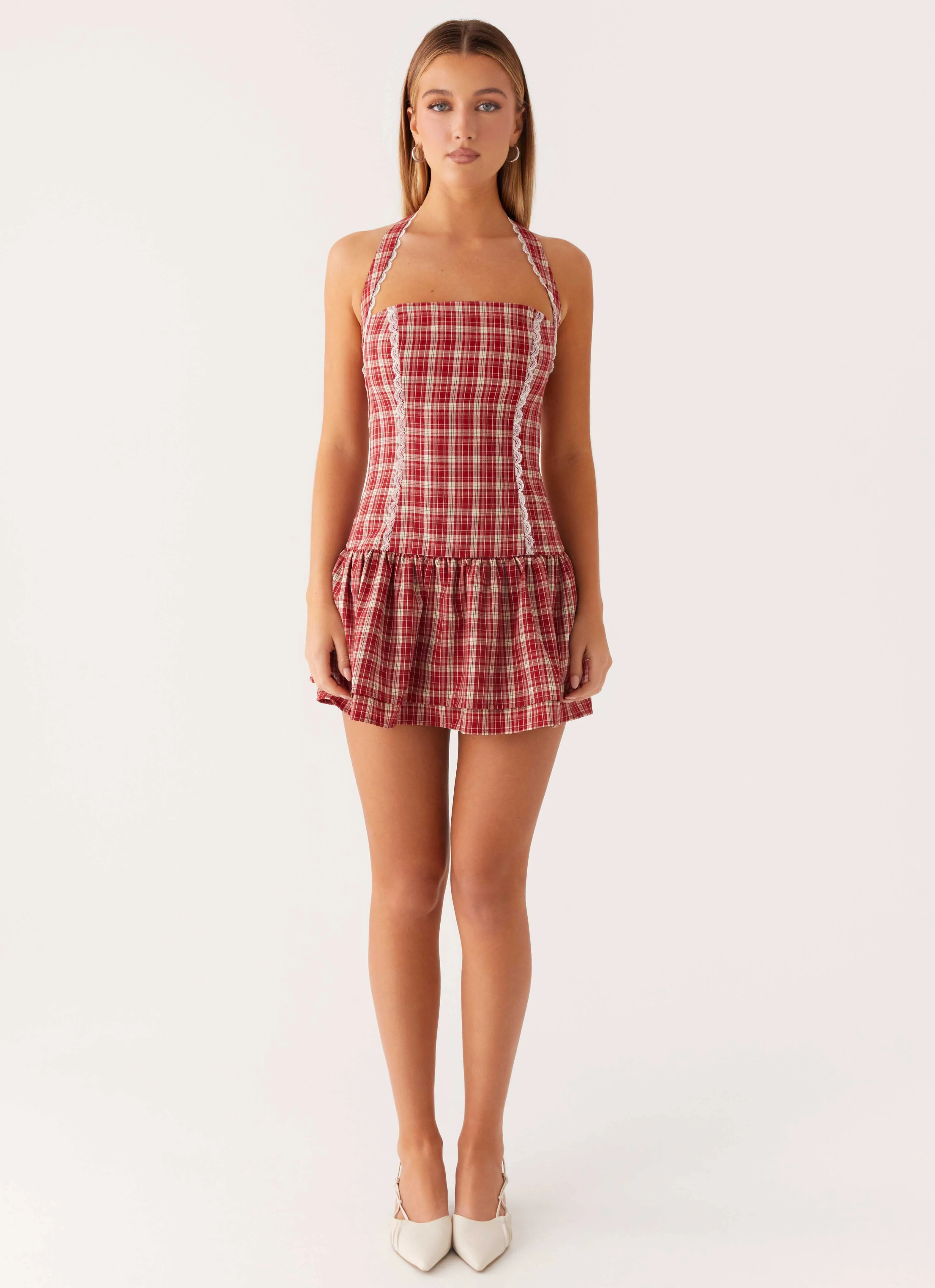 Lotus Dream Mini Dress - Ruby Check - Image 5