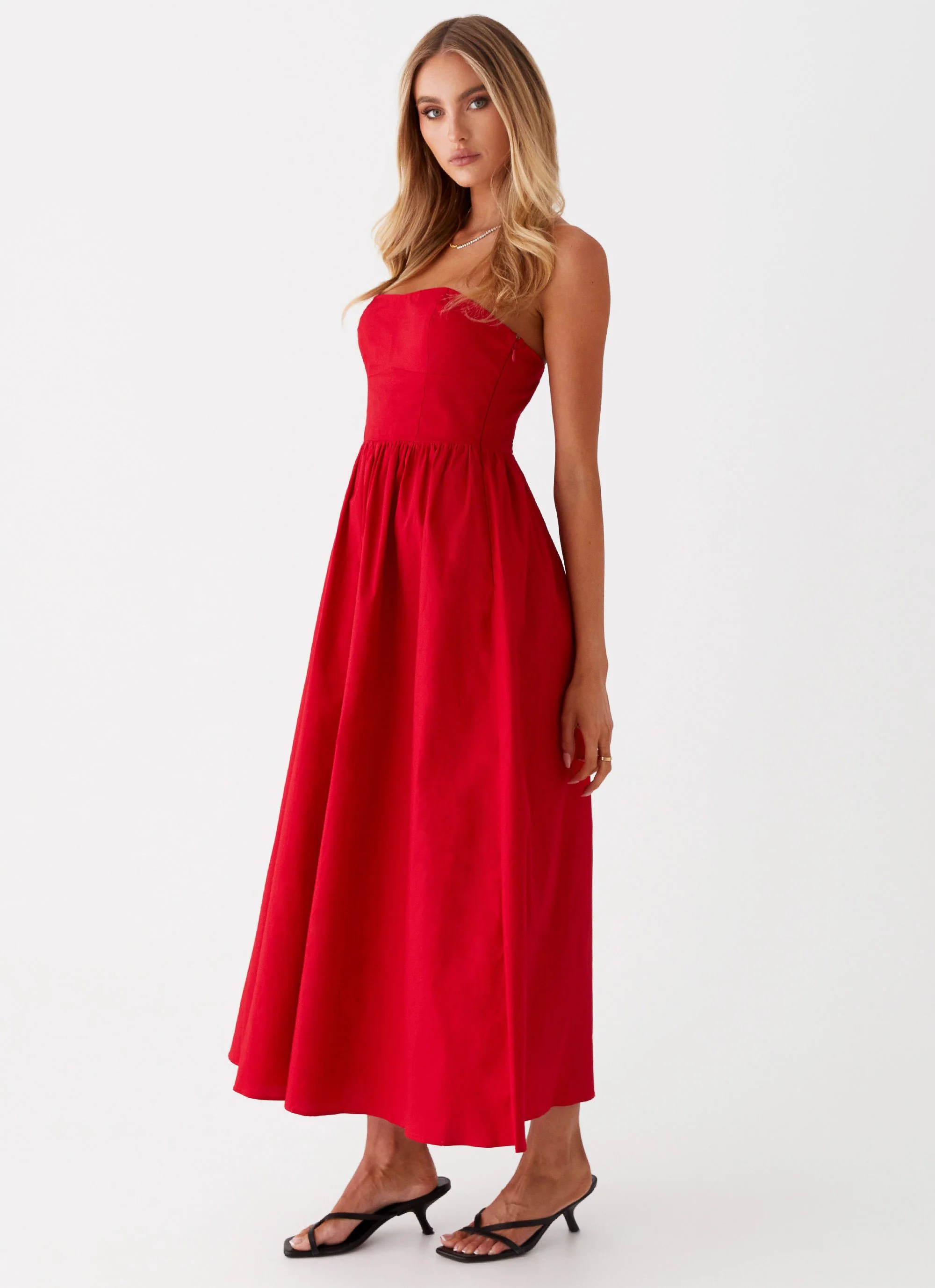 Love Me Later Midi Dress - Red - Image 3