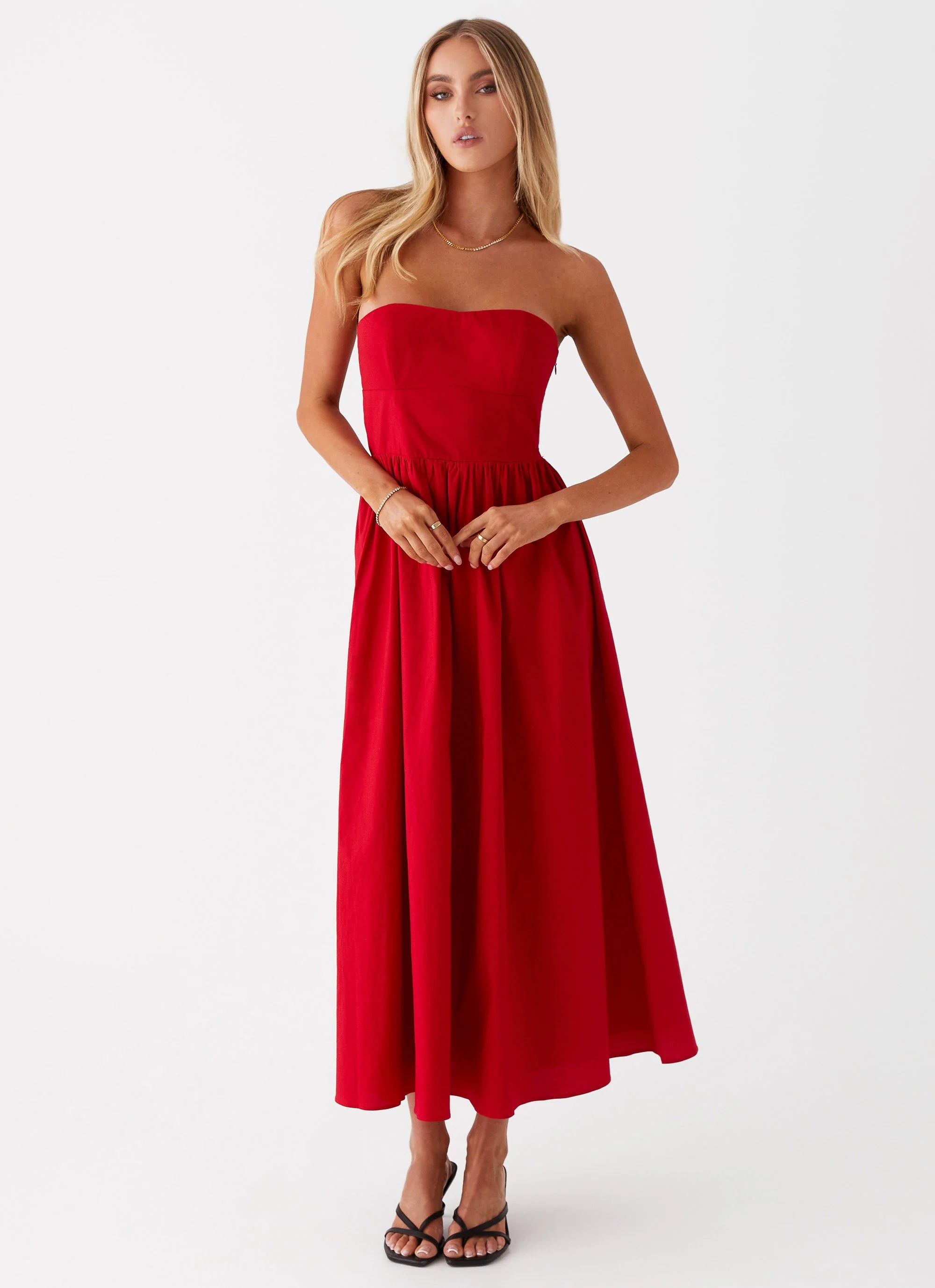 Love Me Later Midi Dress - Red - Image 5