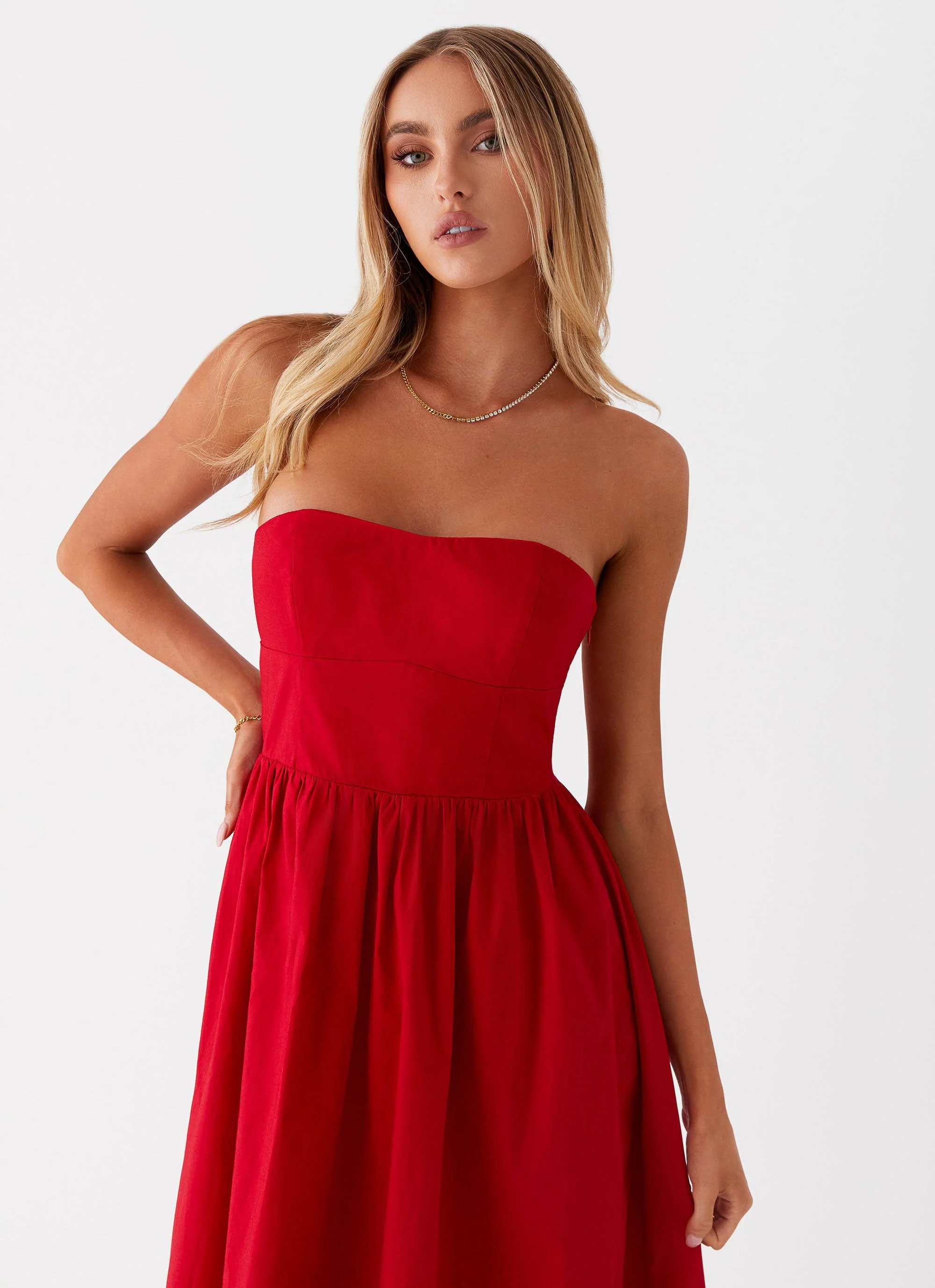 Love Me Later Midi Dress - Red - Image 6
