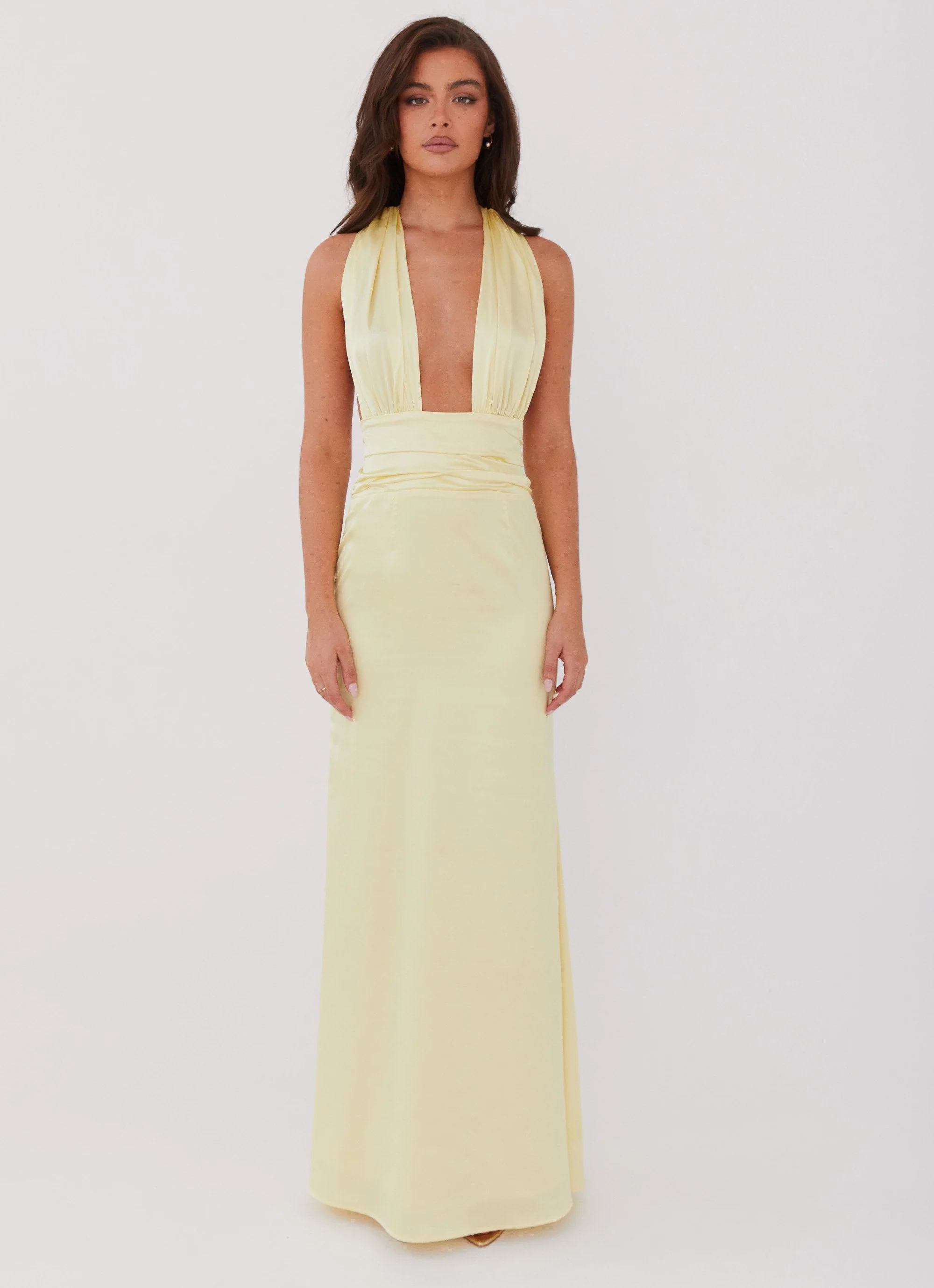 Lovelust Halterneck Maxi Dress - Lemon - Image 2
