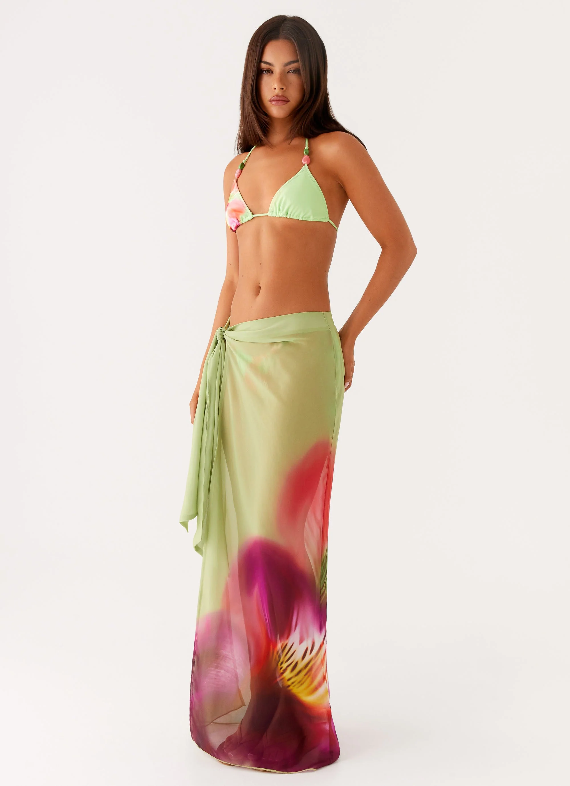 Low Tide Sarong Maxi Skirt - Green Tropical - Image 3