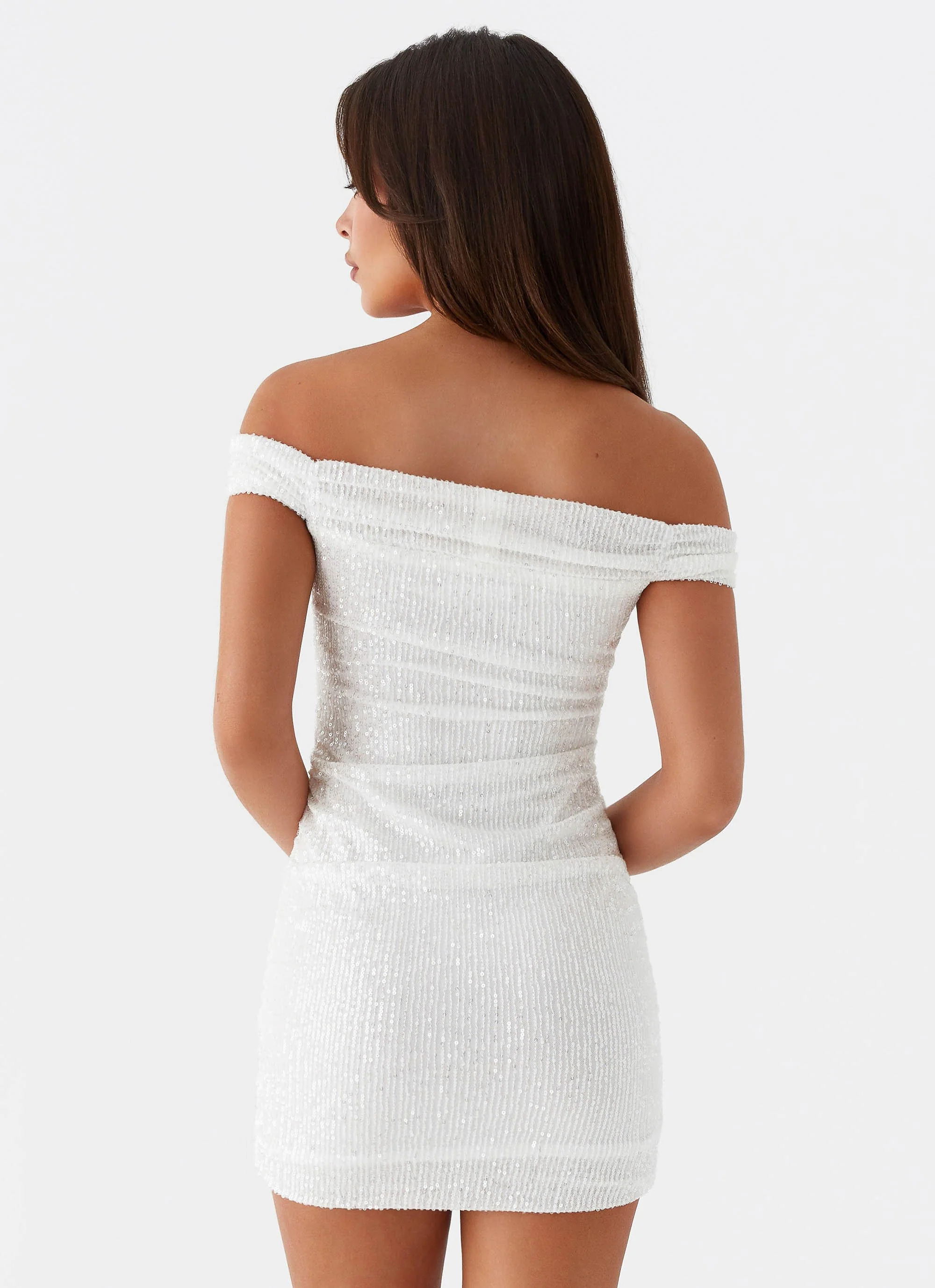 Luana Sequin Mini Dress - White - Image 4