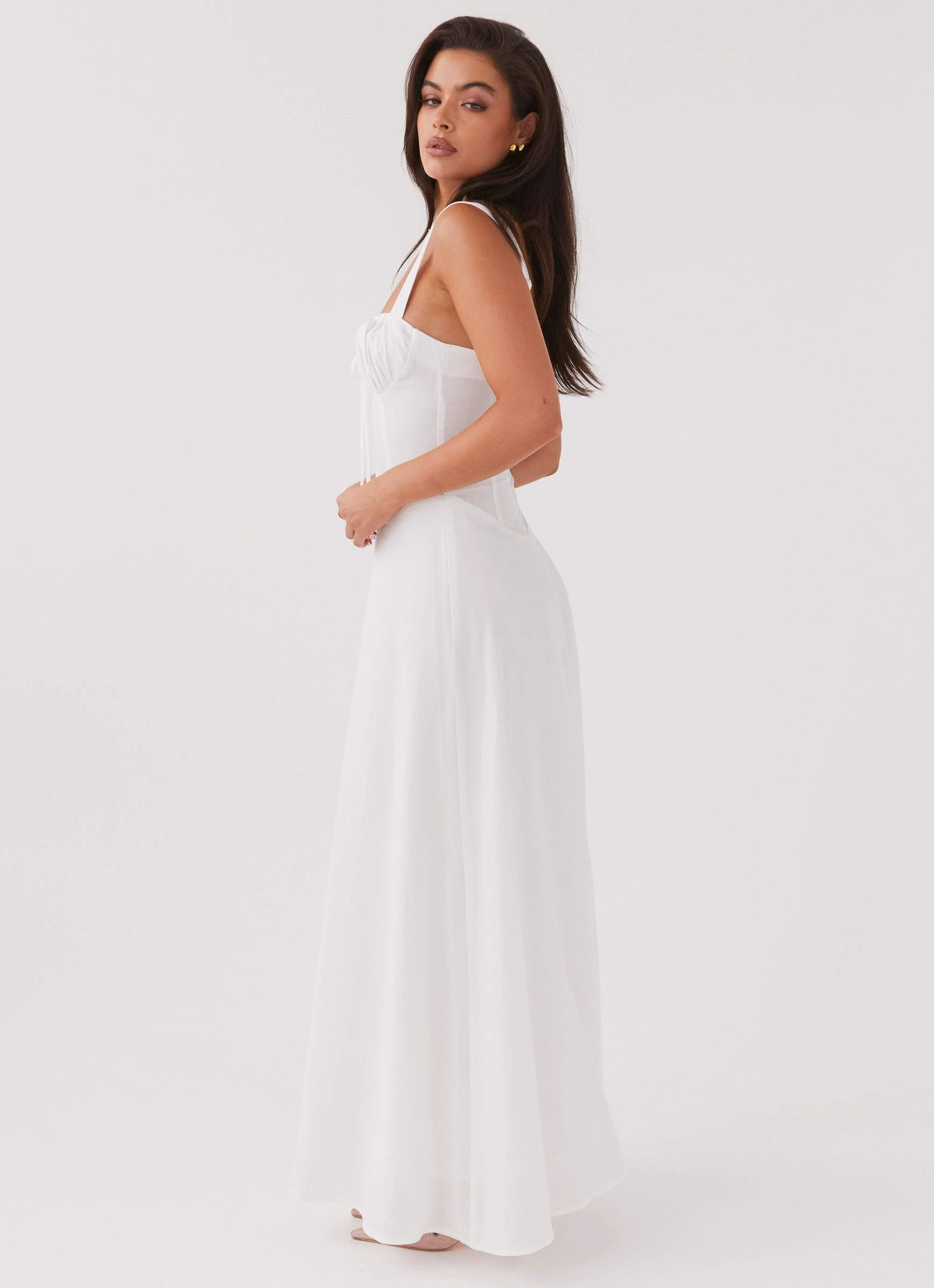 Lucie Linen Maxi Dress - White - Image 3