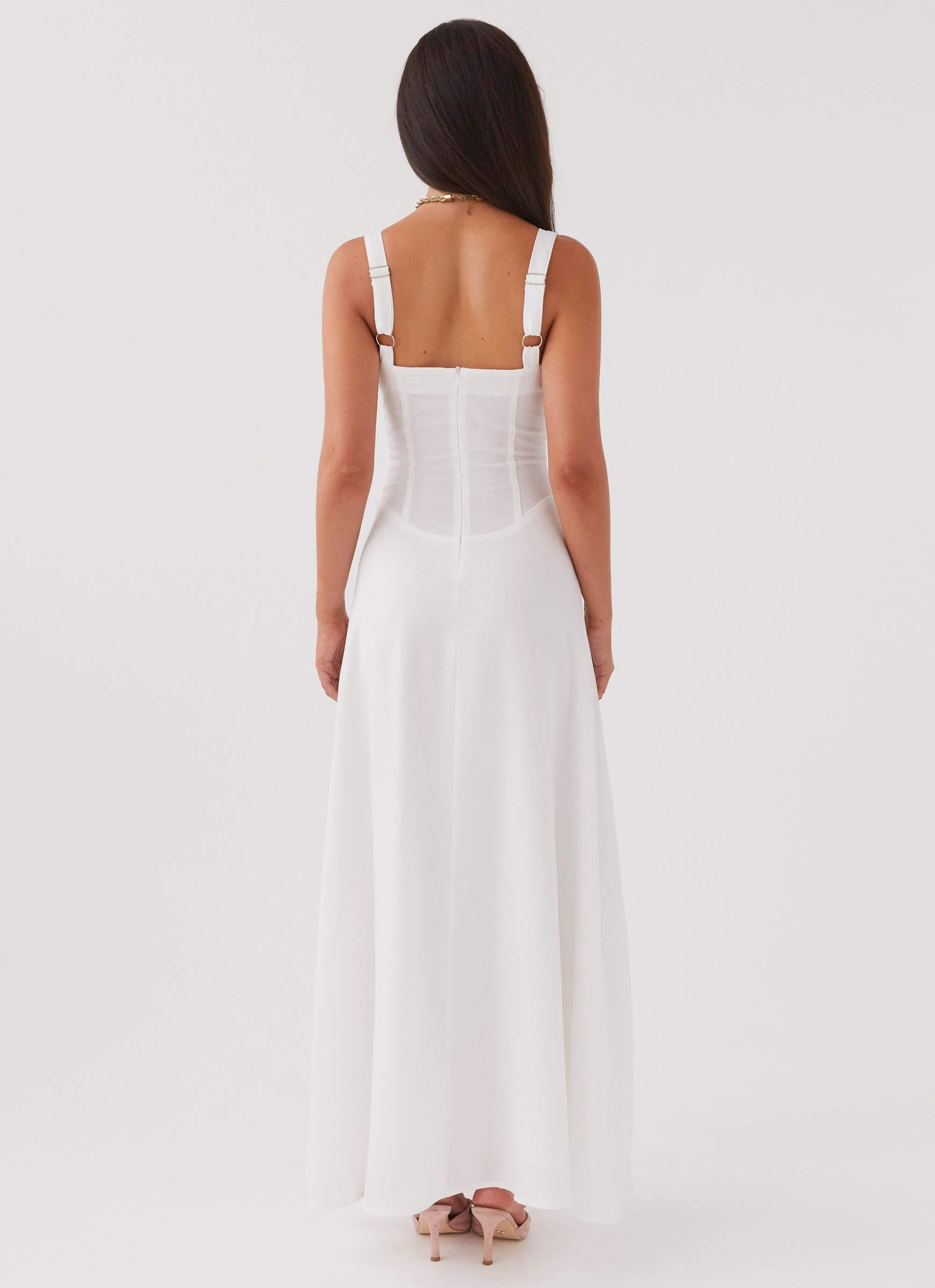 Lucie Linen Maxi Dress - White - Image 4