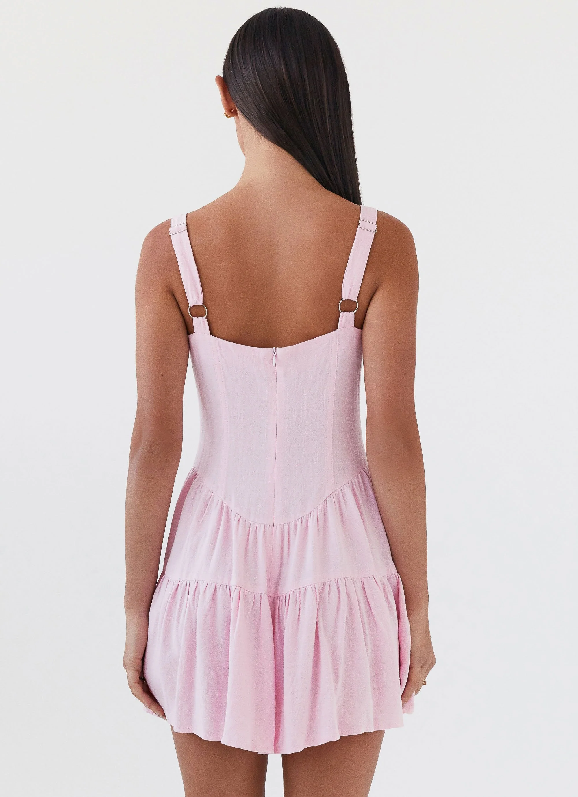 Lucie Linen Mini Dress - Pink - Image 4