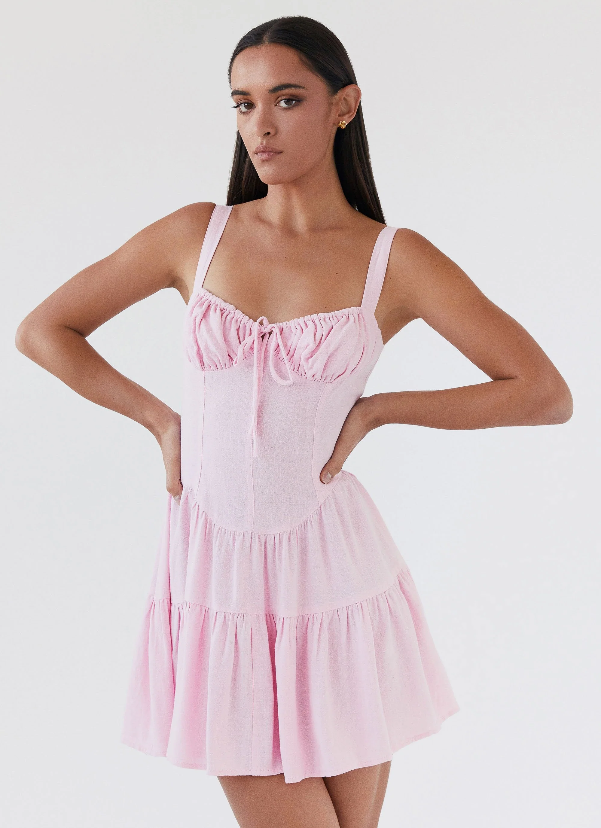 Lucie Linen Mini Dress - Pink - Image 5