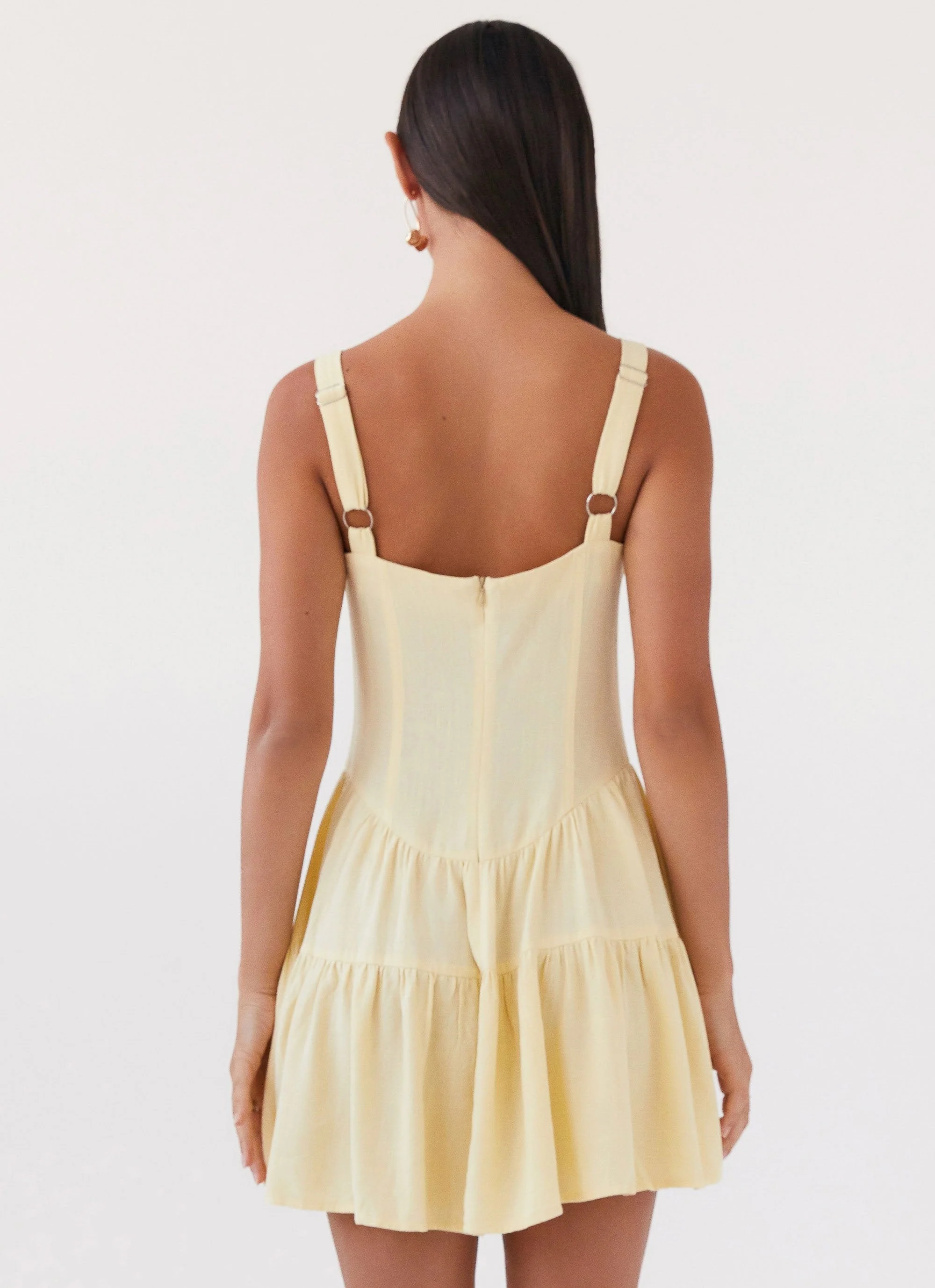 Lucie Linen Mini Dress - Yellow - Image 4