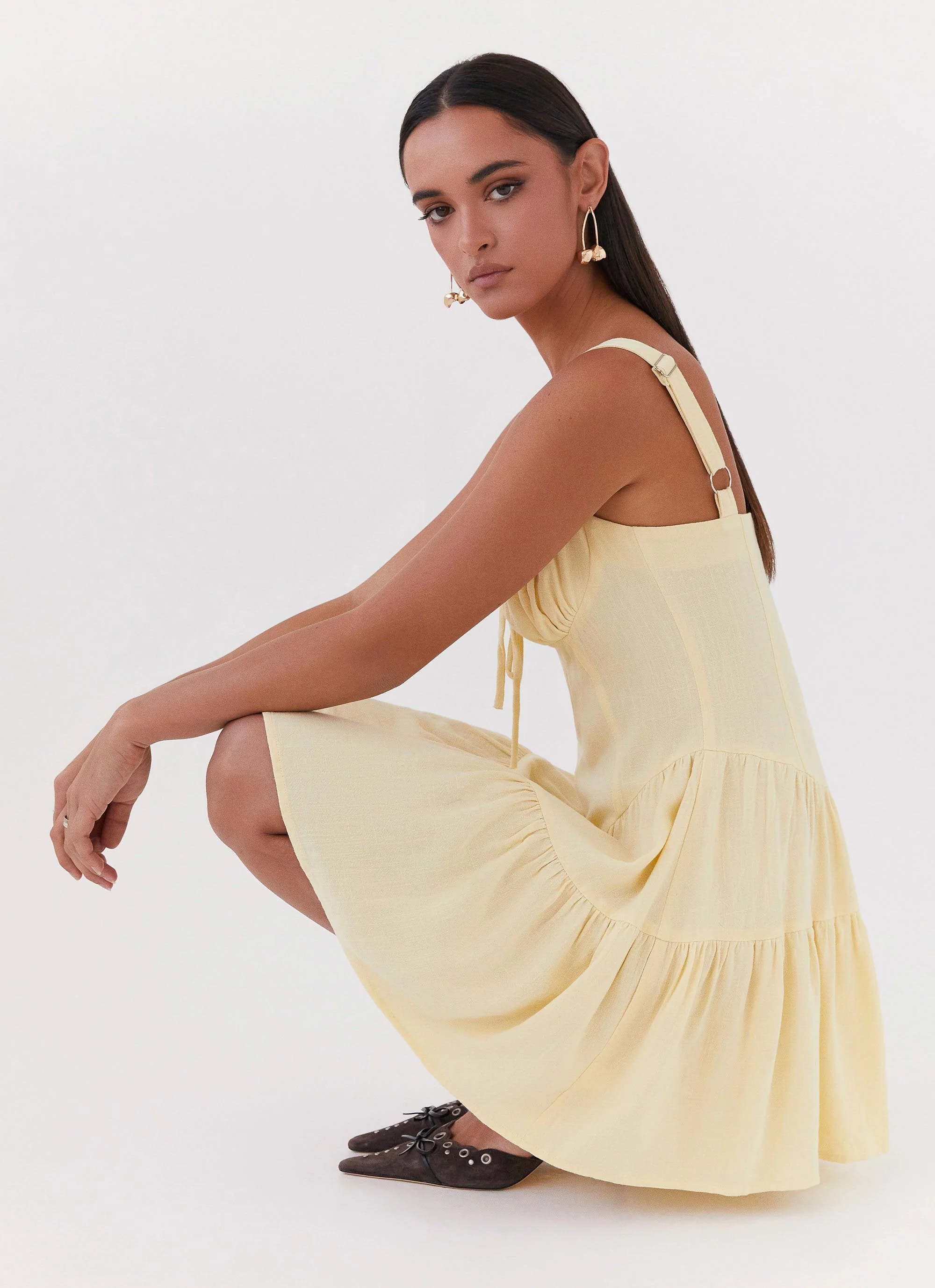 Lucie Linen Mini Dress - Yellow - Image 6